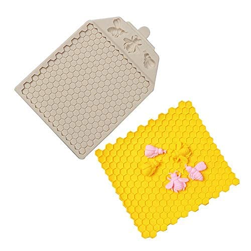 Honeycomb Bee Silicone Fondant Mold - Beehive Cake Decorating Tool for Chocolate, Candy, Polymer Clay & DIY Sugar Crafts - Perfect for Baking, Ice Cubes & Party Treats