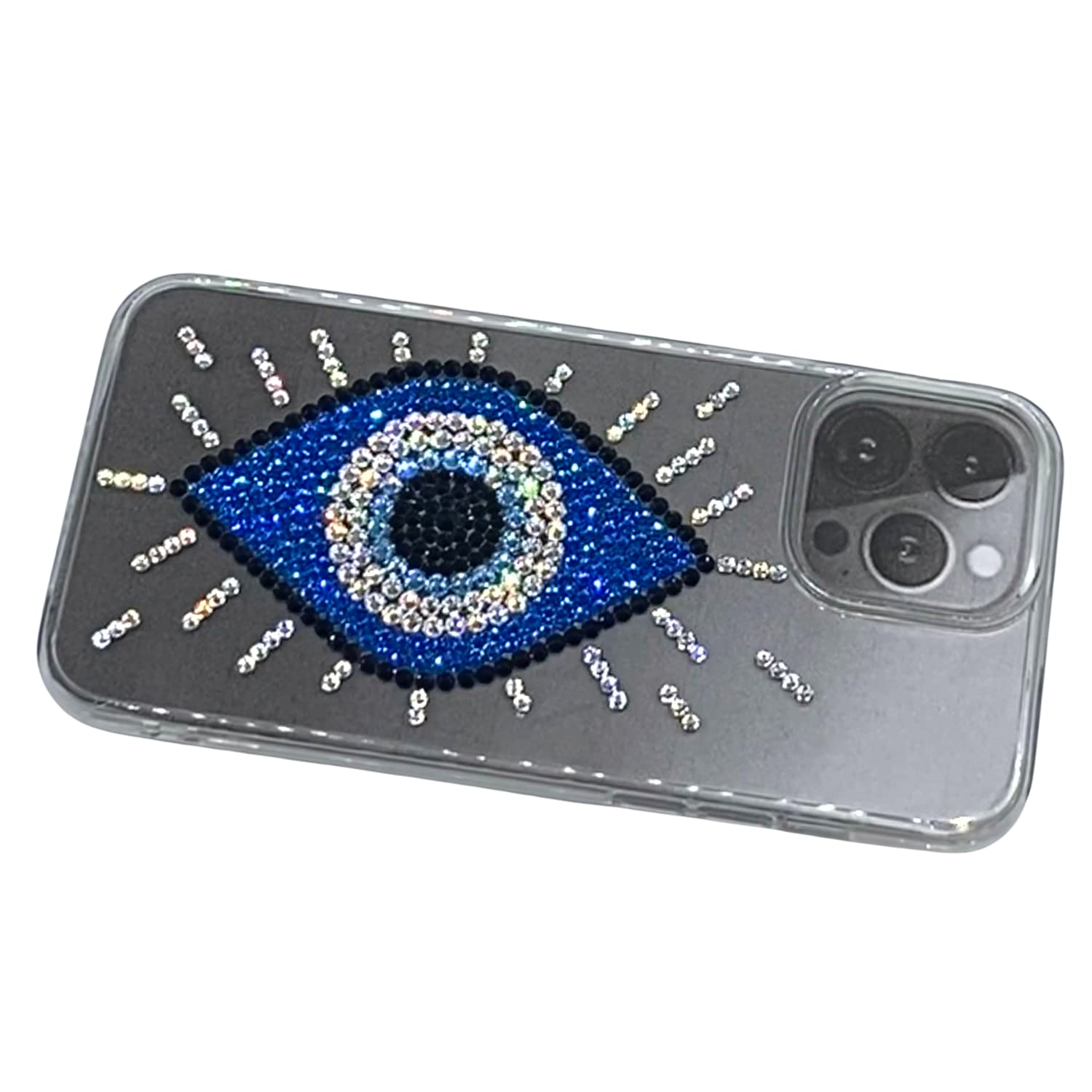 Sparkling Evil Eye Phone Case with Authentic Austrian Crystals - Compatible with iPhone 14/13/12/11, Trendy Protection for Good Luck & Style | Perfect for Parties, Travel & Everyday Use