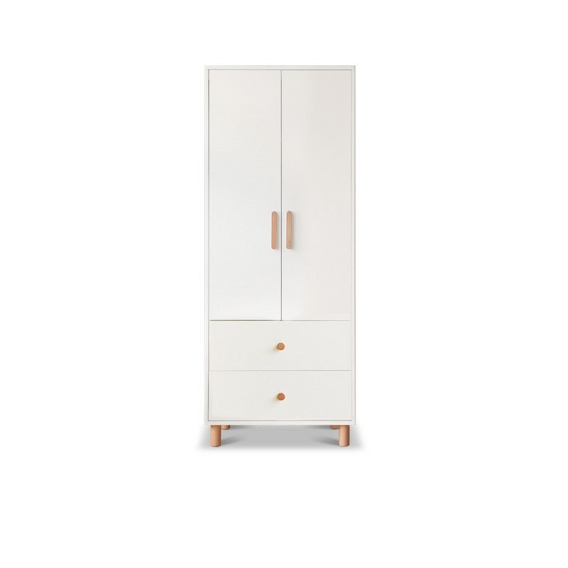 Pine Solid Wood Wardrobe - Cream Style Modern Closet for Bedroom, Living Room & Office Storage