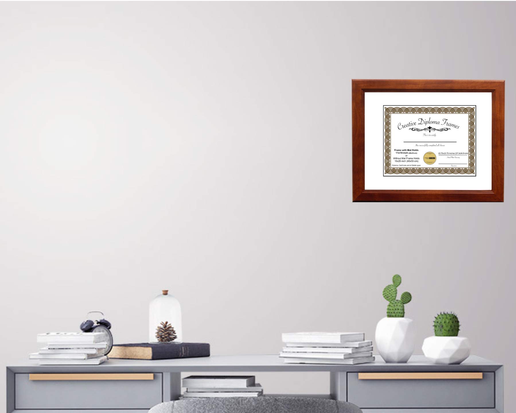 7x9 Walnut Wood Picture Frame with White Mat & Glass - Holds 10x12 Photos - Diploma Certificate Display Frame with Easel Stand & Wall Hangers - Perfect for Home Office Decor, Graduation Gifts & Wall Art Displays