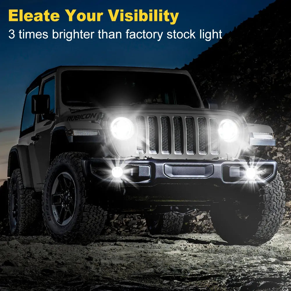 9 Inch LED Halo Headlights with Turn Signals, Fog Lamps, Tail & Brake Lights for Jeep Wrangler JL - Off-Road & Night Driving Upgrade