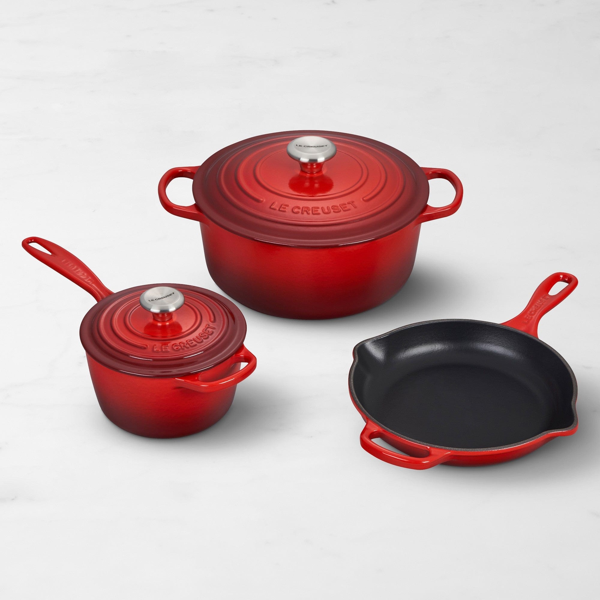 Le Creuset 5-Piece Enameled Cast Iron Cookware Set - Dutch Oven, Skillet & More for Baking, Roasting & Slow Cooking - Perfect for Home Chefs & Gourmet Kitchens