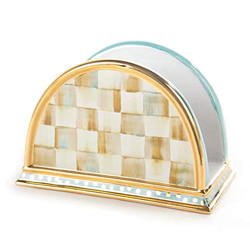 MacKenzie-Childs Parchment Check Napkin Holder - Elegant Tableware for Dining, Kitchen Decor & Dinner Parties - Perfect for Holiday Entertaining & Home Styling