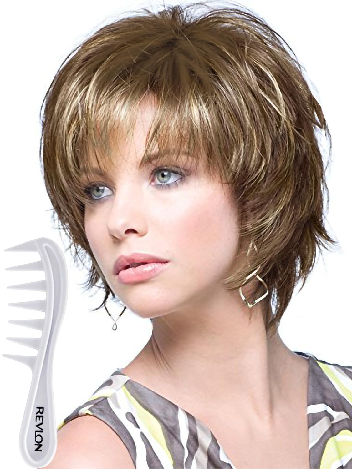 Rene of Paris Noriko Sky Synthetic Wig with Wig Lift Comb - Pecan Brown Hair Bundle (2 Items) | Perfect for Cosplay, Costume Parties & Everyday Wear