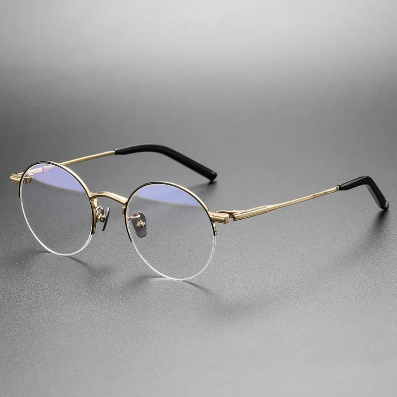 Aimee Women's Semi Rimless Round Titanium Eyeglasses Frame 942185 - Lightweight & Durable Eyewear for Work, Reading & Fashion
