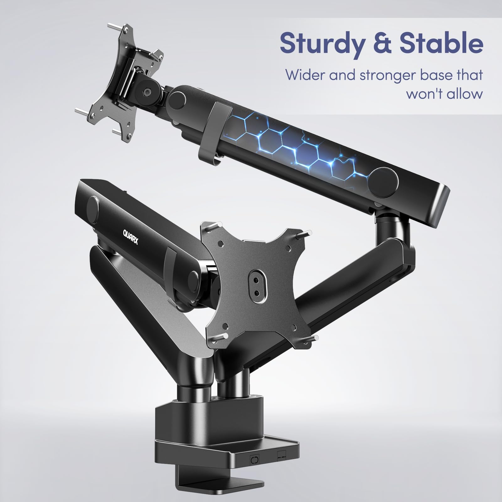 Heavy Duty Dual Monitor Stand for 17-35 Inch Ultrawide Screens - Adjustable Height VESA Mount Desk Clamp for Gaming & Office (4.4-26.4 lbs Capacity, Black) - Perfect for Multi-Tasking, Streaming & Workspace Setup