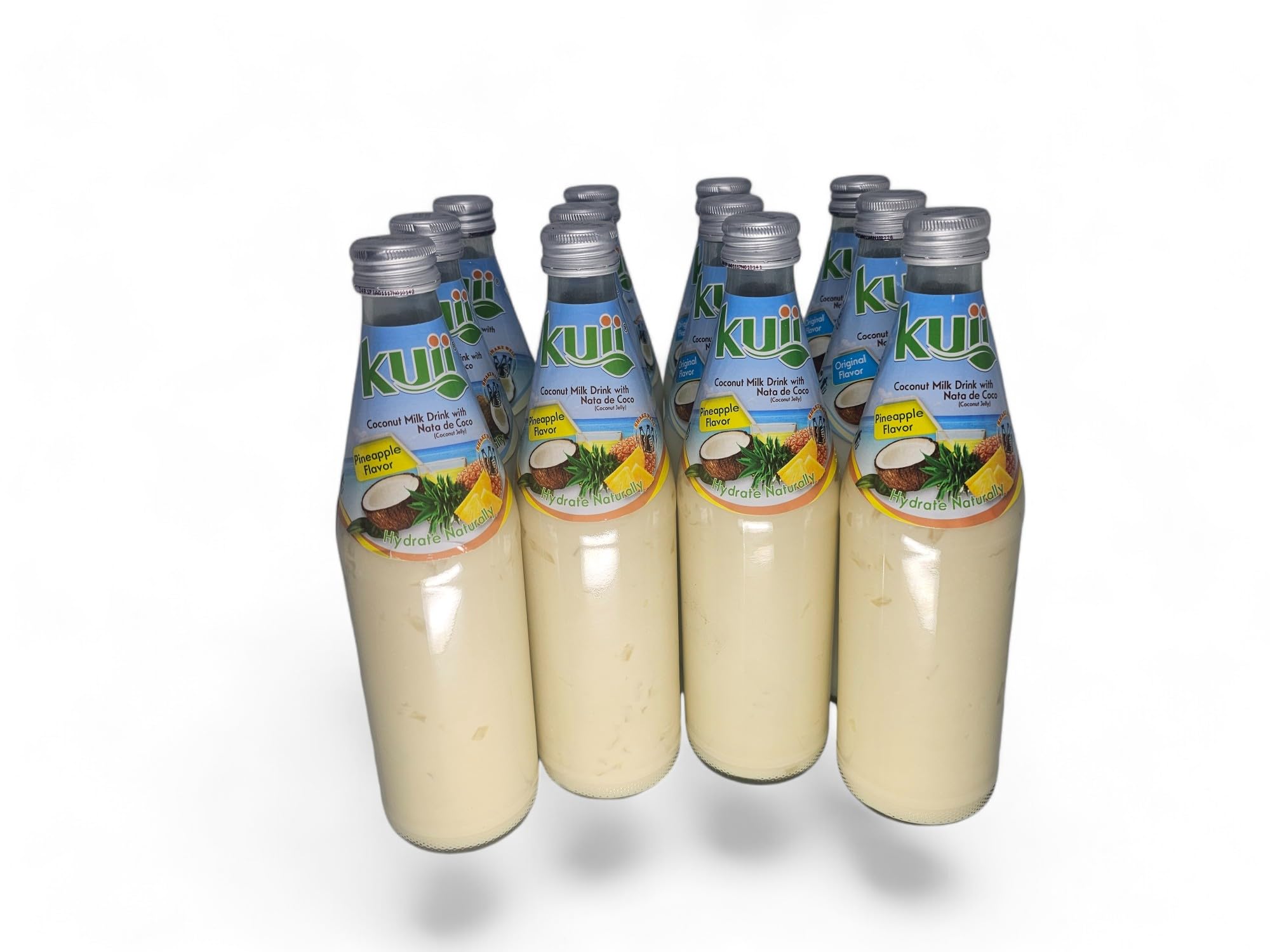 Kuii Premium Coconut Milk Drink with Nata de Coco & Pineapple Flavor - 12 Pack (485ml/16.3oz Each) - Refreshing Tropical Beverage for Smoothies, Desserts & Healthy Snacks