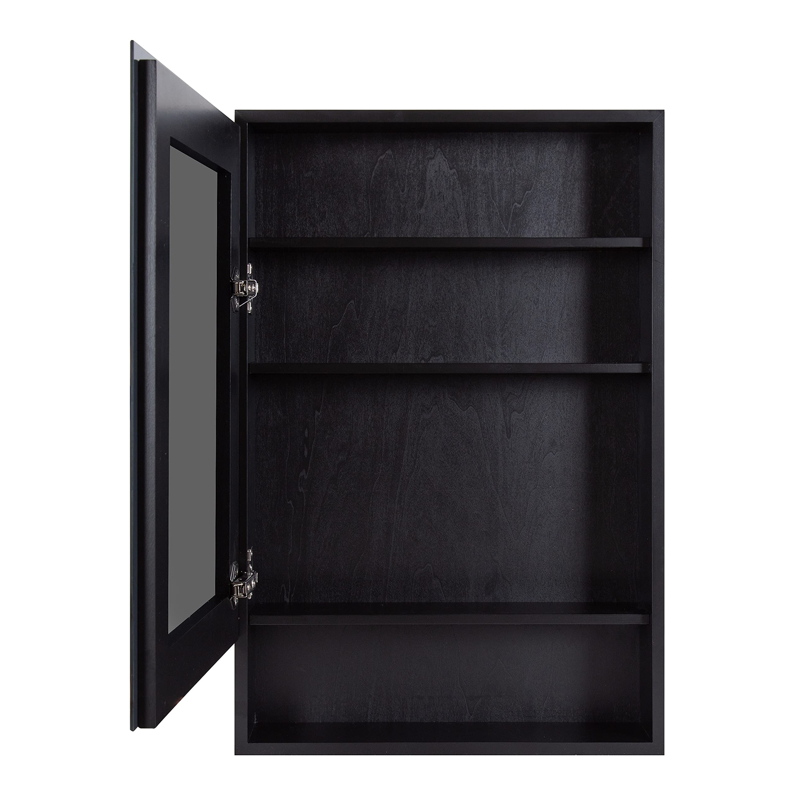 Kate and Laurel Vin Modern Decorative Storage Mirror - 20x30 Inches Black Transitional Cabinet with Mirror & 4 Shelves | Bedroom, Entryway, Living Room Organization