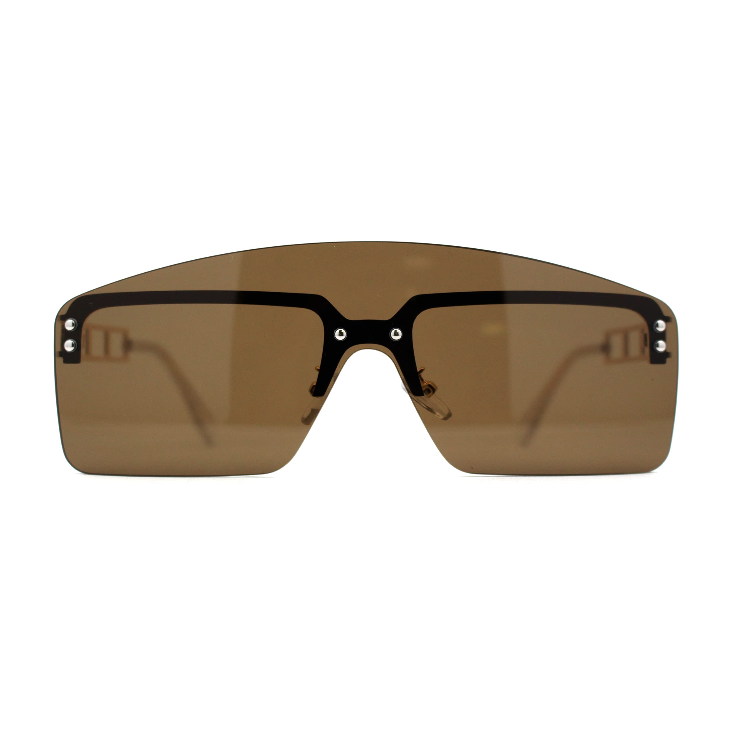 Stylish Curved Top Shield Half Rimless Rectangular Sunglasses for Men & Women - UV Protection, Lightweight & Comfortable - Perfect for Driving, Beach, and Outdoor Activities