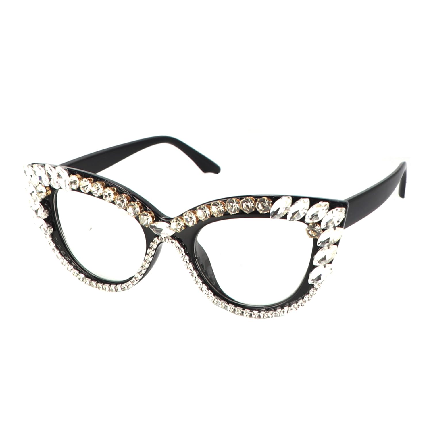 Blue Light Blocking Cat Eye Reading Glasses for Women - Stylish Rhinestone Computer Glasses with UV Protection | Perfect for Office Work, Screen Time & Fashion Accessories