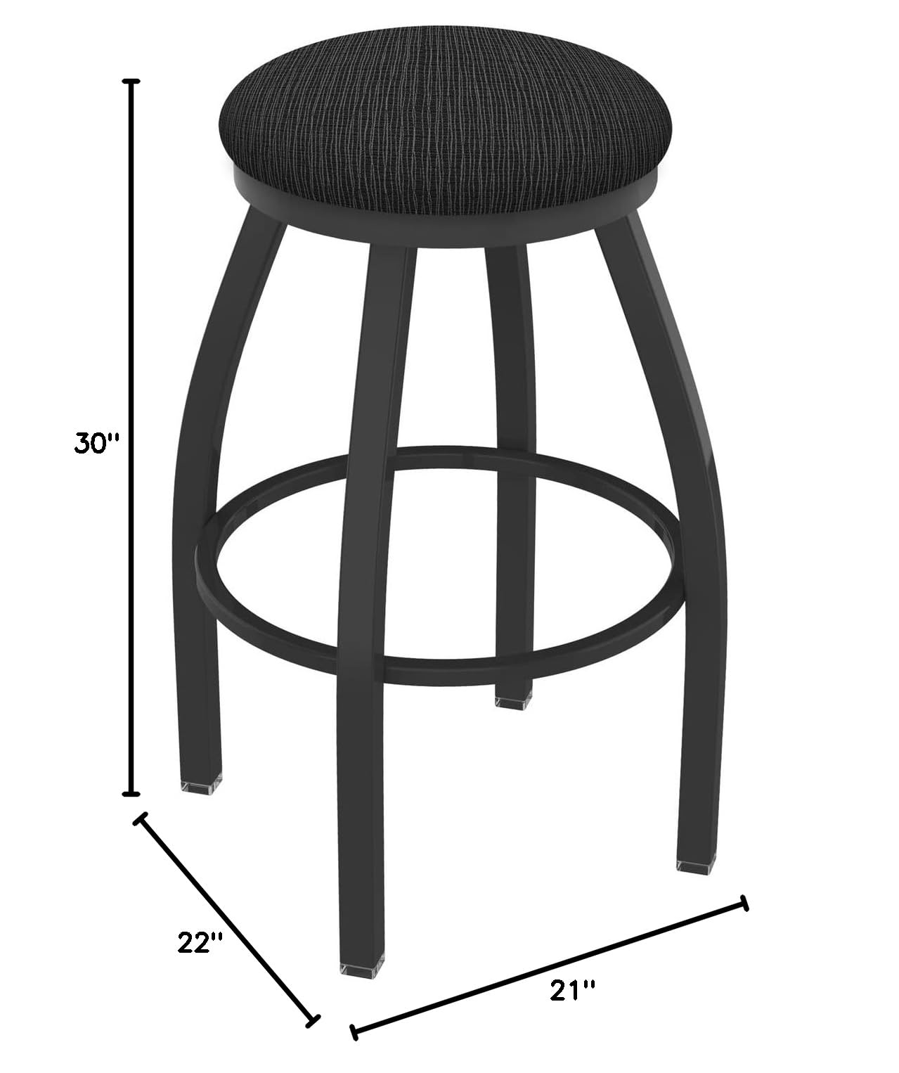Holland Bar Stool Co. XL 802 Misha Swivel Bar Stool - Graphite Gray - Adjustable Height Counter Stool for Kitchen Island, Breakfast Bar & Home Decor