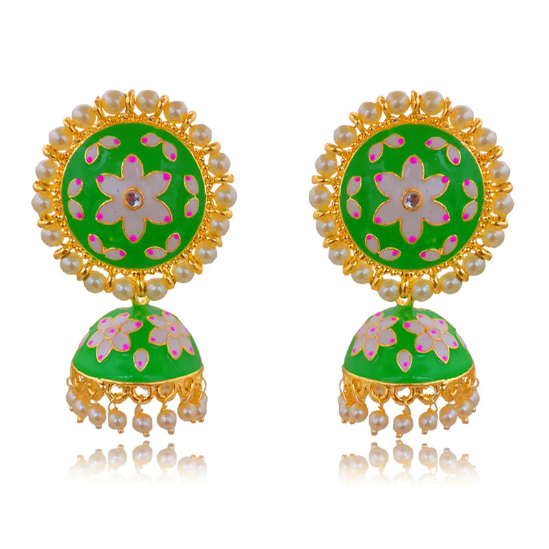 Exquisite White Floral Jhumka Earrings for Women | Traditional Indian Designer Studs | Perfect for Weddings, Parties & Ethnic Outfits