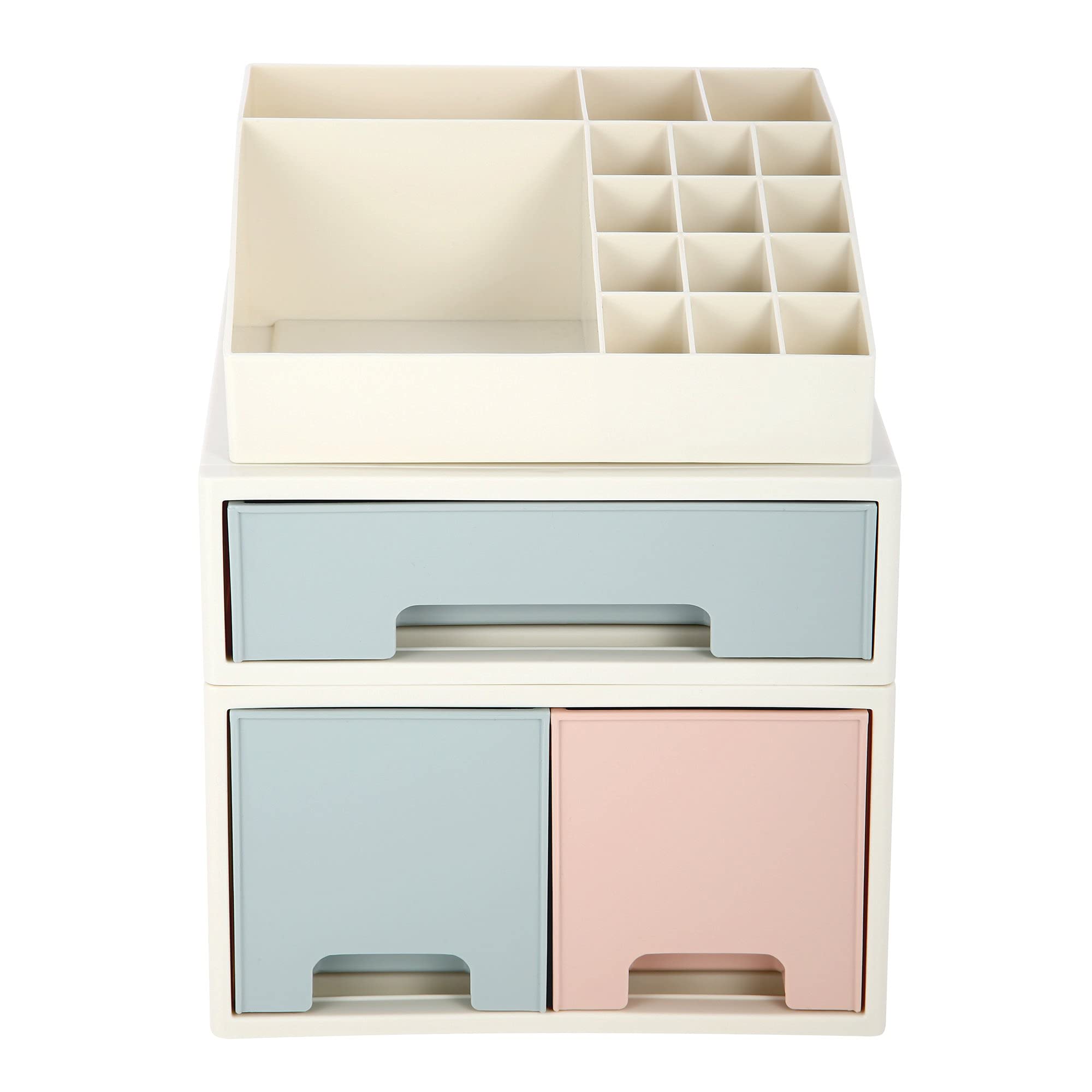 Multifunctional Desktop Organizer Box with 3 Drawers & 16 Slots - Pen Pencil Holder, Remote Control & Business Card Storage - Perfect for Office, Home & School Organization