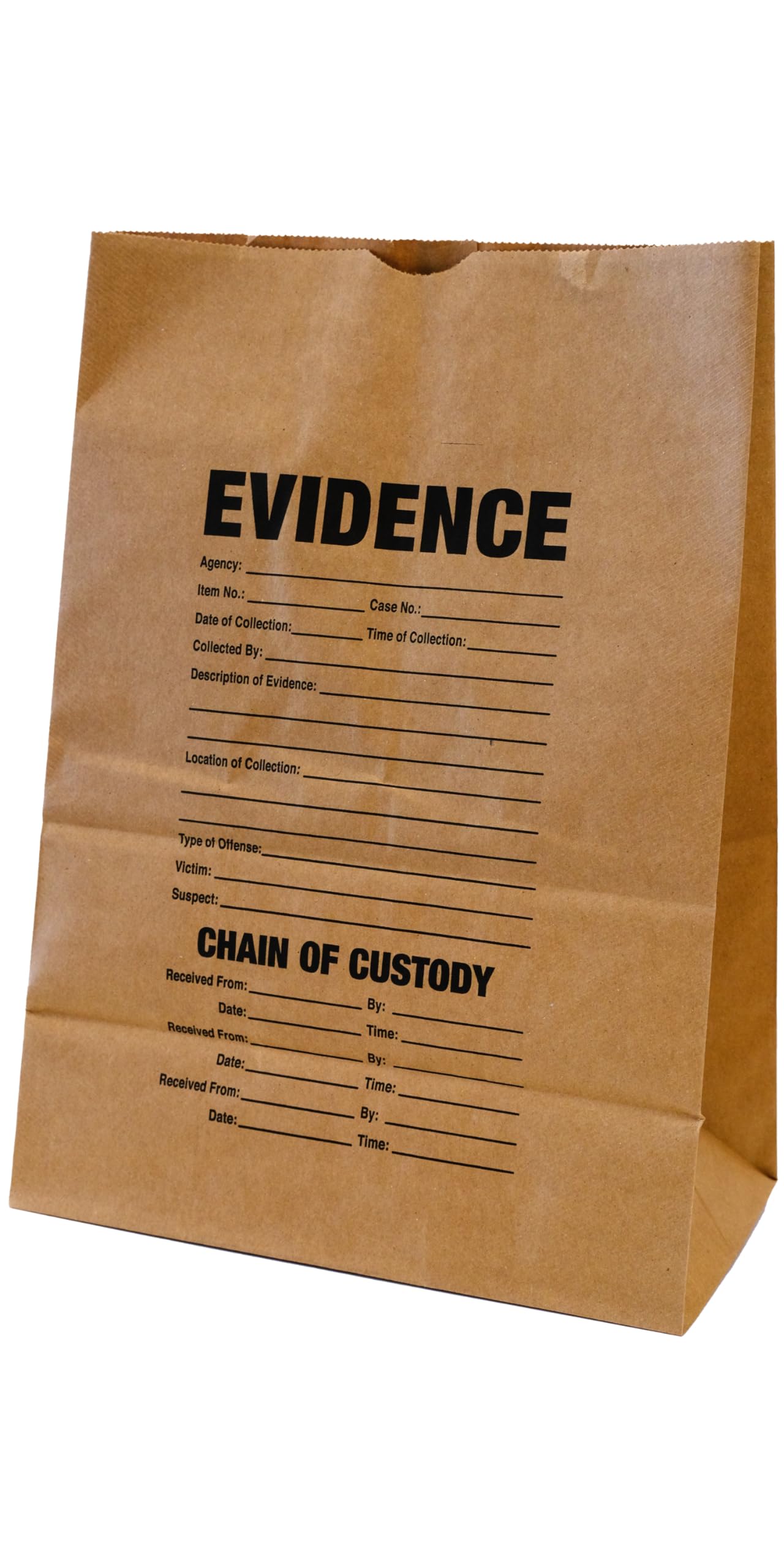 Crime Scene Evidence Bin with 3 Sizes of Paper Evidence Bags - Police & Forensic Supplies for Crime Scene Investigation, Film Production & Training Scenarios