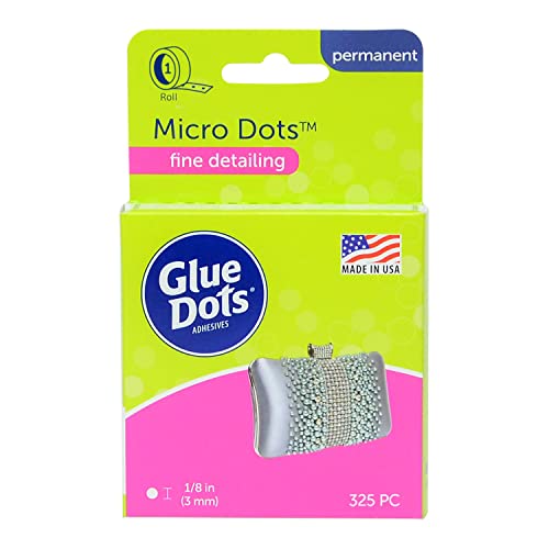 Glue Dots Double-Sided Permanent Micro Dots 1/8 Inch Clear - 325 Count Roll for Crafts, Scrapbooking & Home Decor | Strong Adhesive for Paper, Photos & Lightweight Objects