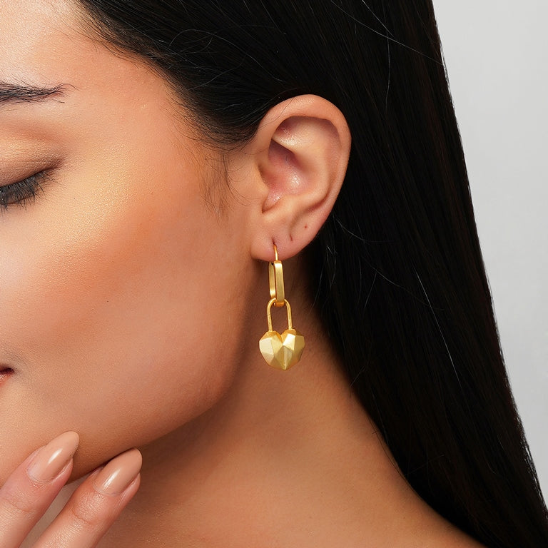 Lock of Hearts Hoop Earrings - Romantic Dangle Earrings for Women, 925 Sterling Silver Heart Charm Jewelry | Perfect for Valentine's Day, Anniversary Gifts & Date Night