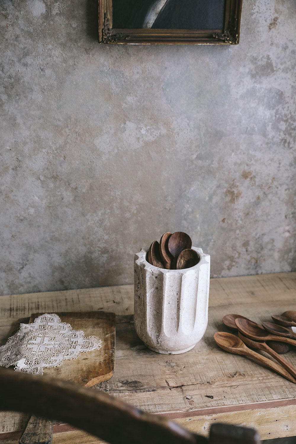 Fluted Travertine Vessel Sink - Modern Stone Bathroom Basin for Vanity & Powder Room - Perfect for Spa, Luxury Home, and Hotel Decor