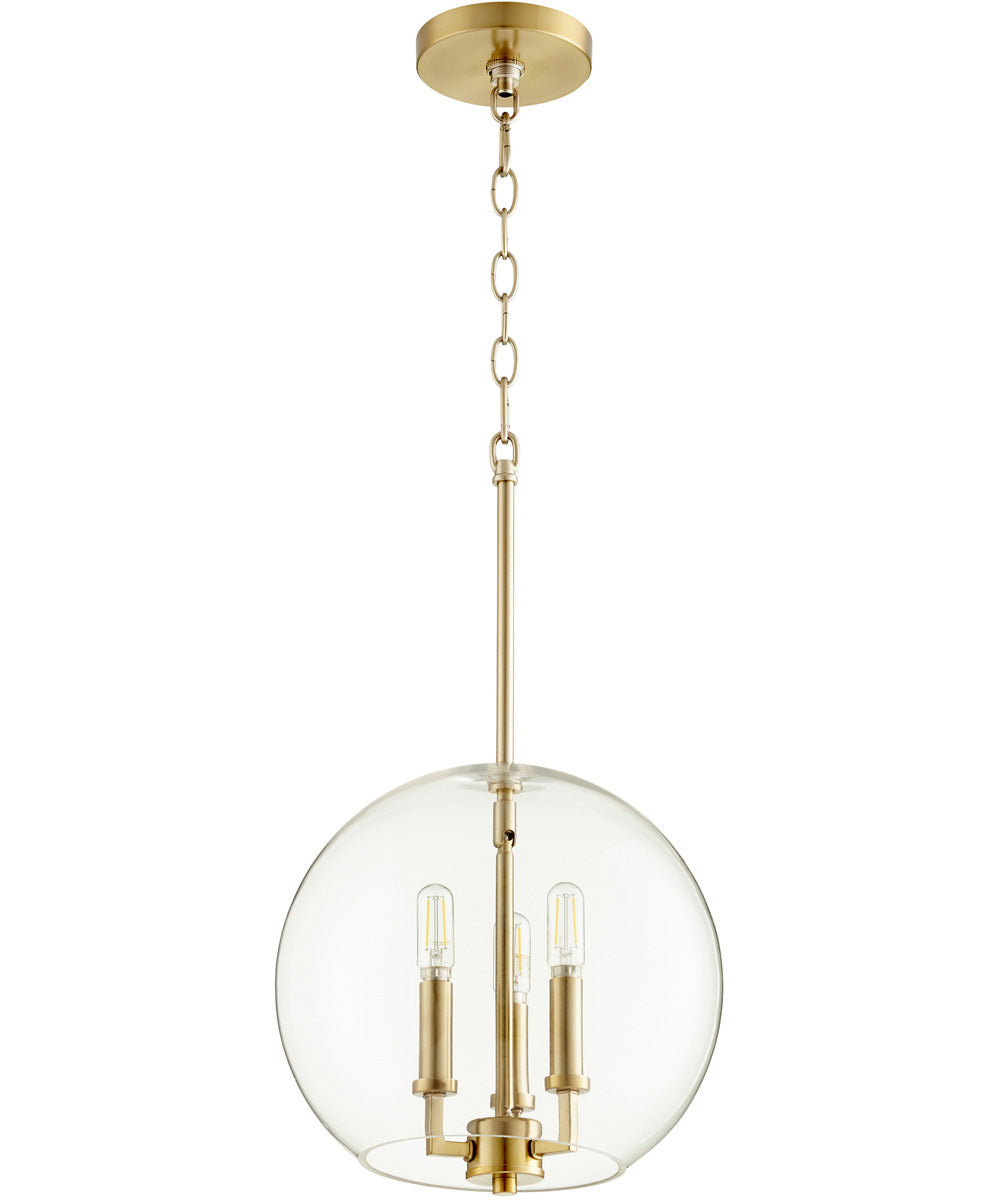 12W 3-Light Pendant Light Fixture in Aged Brass - Perfect for Kitchen Island, Dining Room, or Entryway Lighting