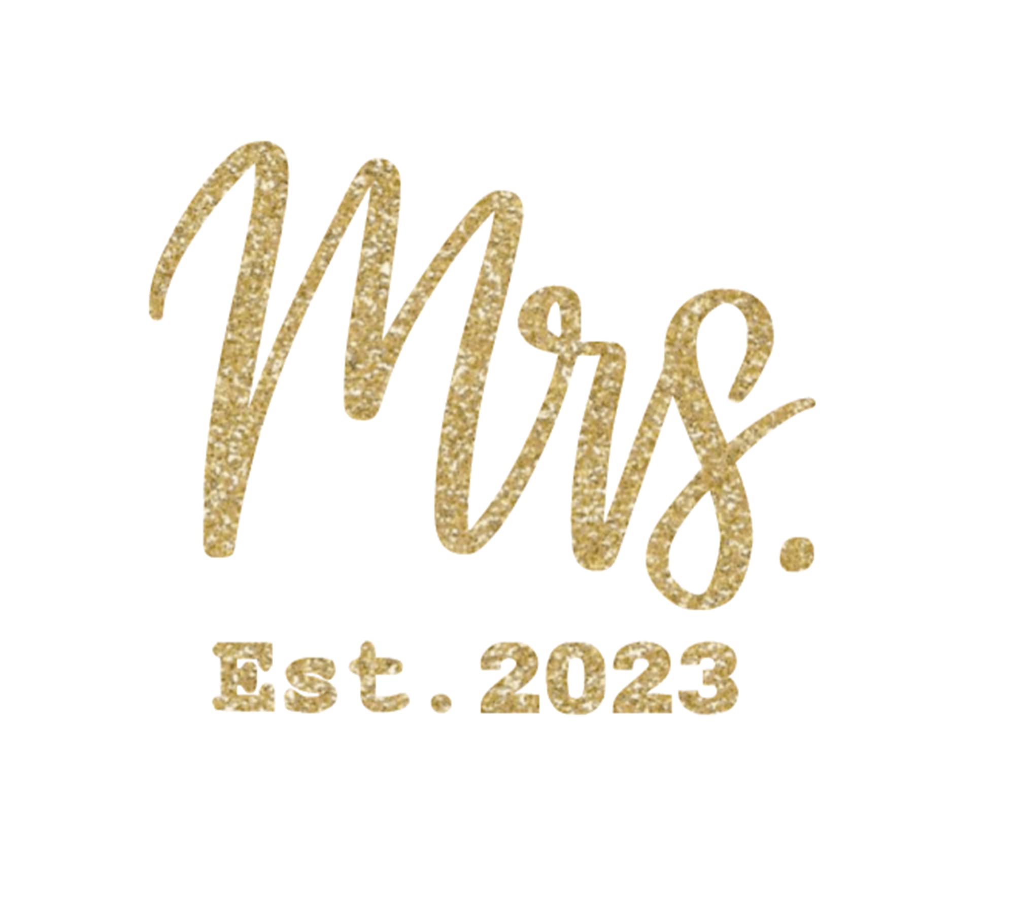 Mrs Est 2023 Iron On Decal - Customizable Wife Heat Transfer Vinyl Patch for Bridal Shirts, Newly Married Couples & Wedding Apparel - Choose Size & Color (Champagne Glitter) - Perfect for DIY Wedding Gifts, Bachelorette Parties & Bridal Shower Decorations