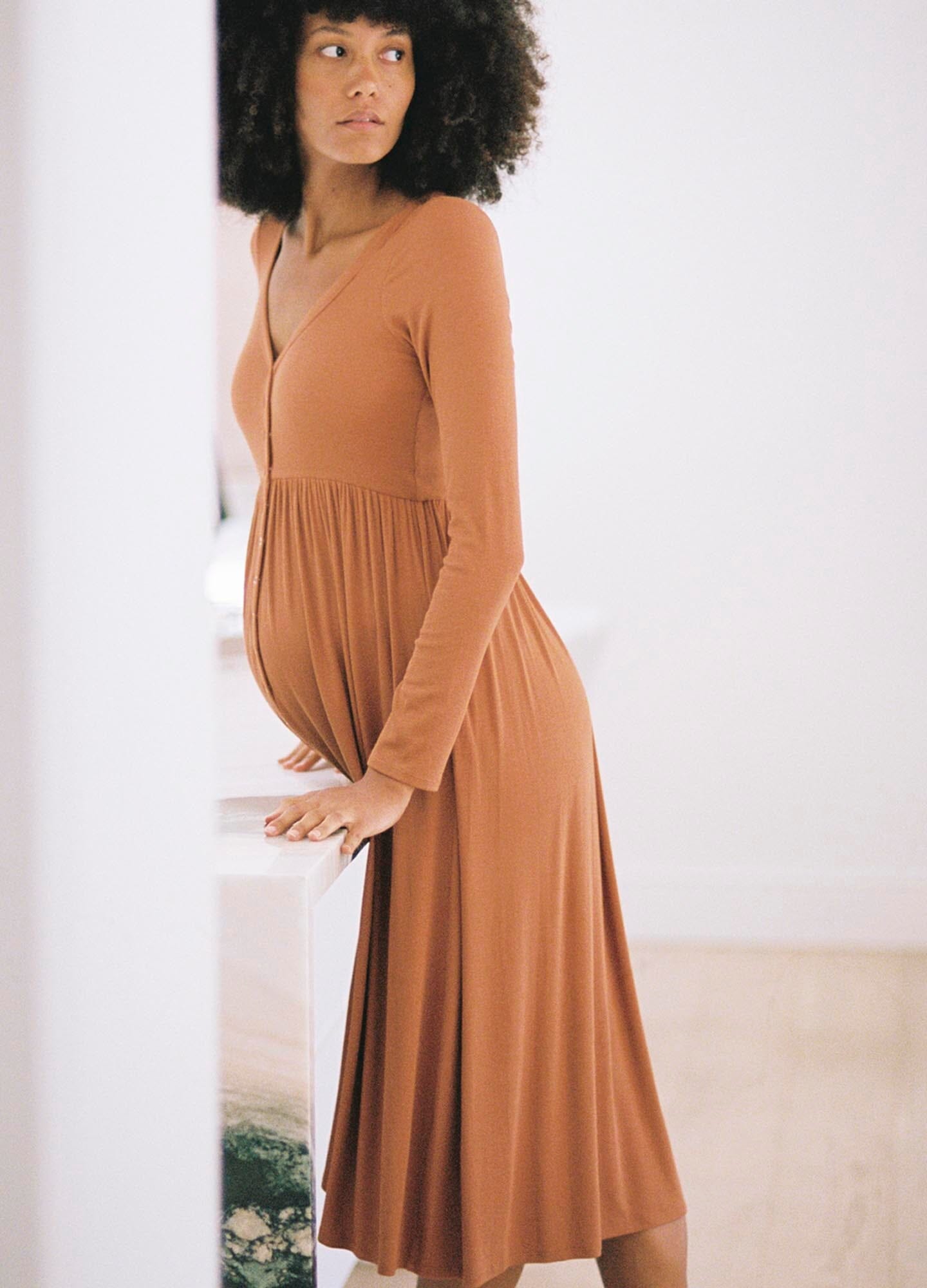 Ultra Soft Ribbed Nursing Dress for Breastfeeding Moms - Comfortable Maternity Wear for Nursing, Lounging & Everyday Use