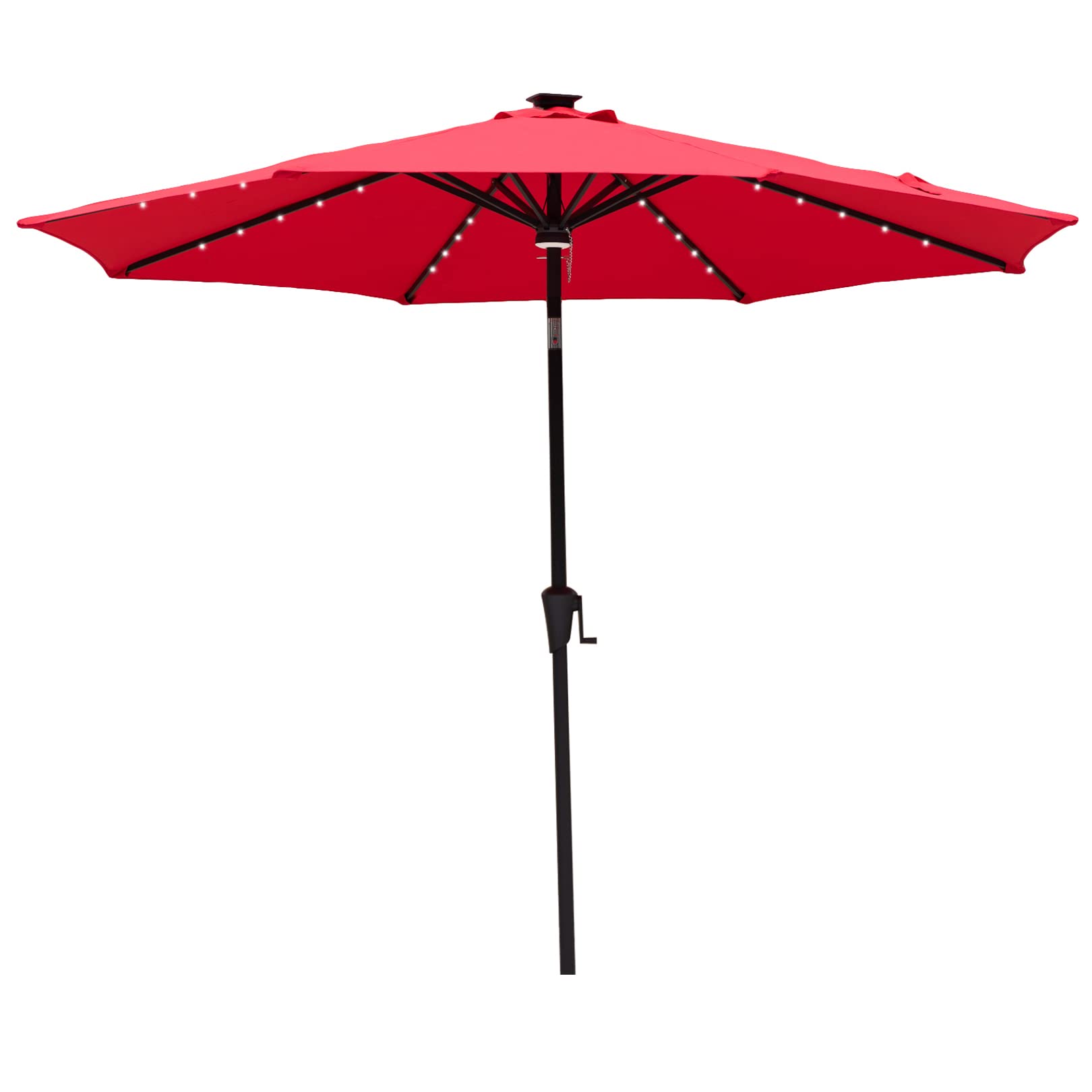 C-Hopetree 11 ft Solar LED Patio Umbrella with Tilt Function - Waterproof Outdoor Market Table Umbrella in Red for Garden, Poolside, and Restaurant Use