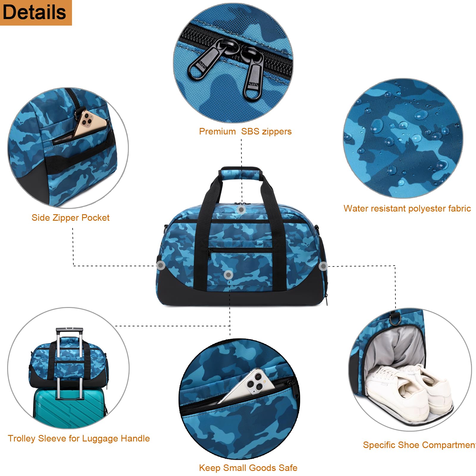 Octsky Boys Camo Green Overnight Weekender Bag - Sports Gym Travel Duffel with Shoe Compartment | Perfect for School, Sleepovers & Weekend Getaways