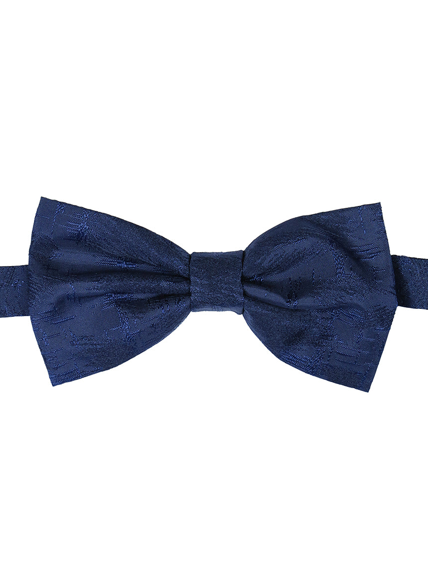 DÉCLIC Etch Bow Tie - Navy Blue Premium Satin Bowtie for Men | Formal Wedding, Prom, Party & Business Attire Accessories