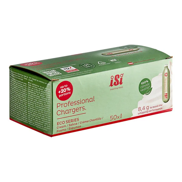 iSi N2O Professional Whipped Cream Chargers 50 Pack - Perfect for Home Bars, Bakeries & Dessert Shops