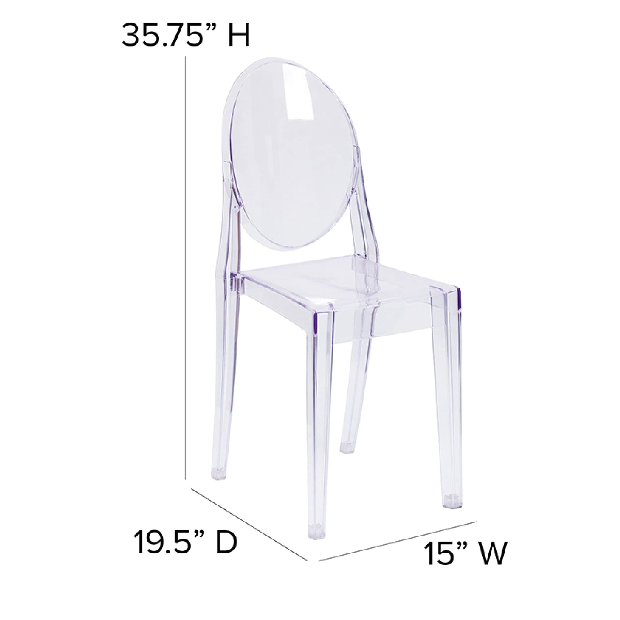 Flash Furniture Murray Indoor/Outdoor Ghost Accent and Dining Chairs - Stackable Transparent Restaurant Chairs Set of 4 - Crystal Clear Modern Seating for Patio, Dining Room, Cafe & Events
