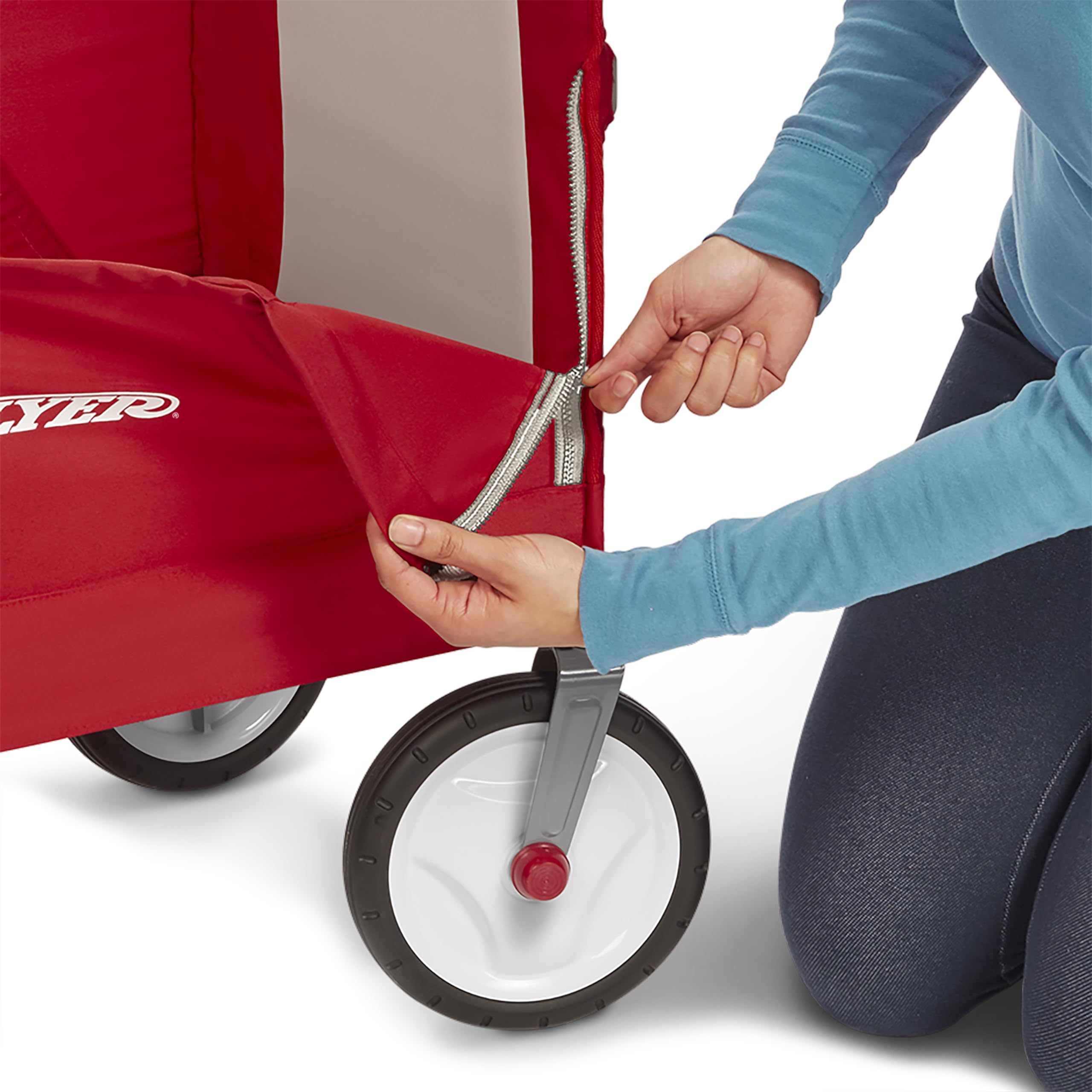 Radio Flyer 3-in-1 EZ Fold Wagon - Red Collapsible Wagon for Kids, Cargo & Garden | Foldable Utility Wagon for Outdoor, Beach, Camping & Grocery Shopping