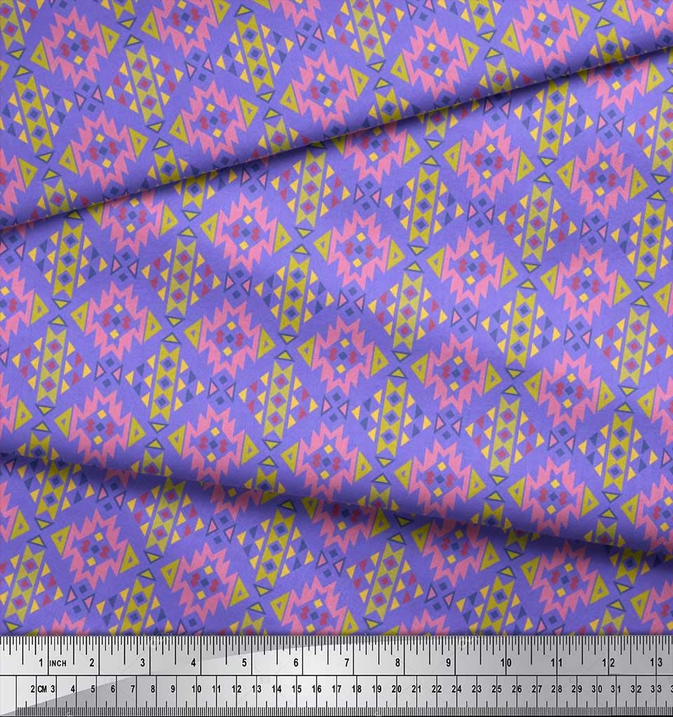 Soimoi Moss Georgette Brown Fabric by The Yard - 42 Inch Wide Aztec Geometric Printed Material for Dresses, Curtains & Home Decor | Tribal Contemporary Fashion Fabric