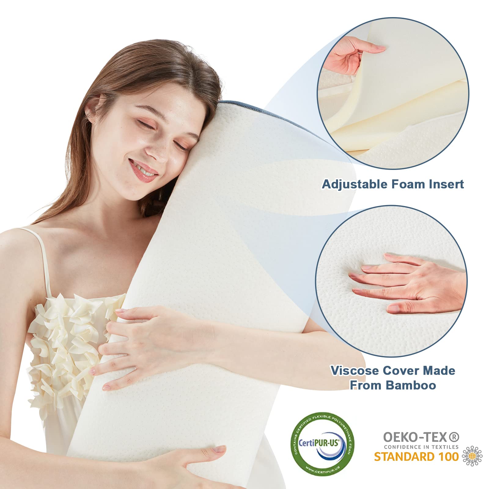 6-Piece Orthopedic Bed Wedge Pillow Set - Memory Foam Support for Back, Knee & Lumbar Pain Relief - Adjustable Anti-Snoring & Acid Reflux Pillow for GERD - Grey (Perfect for Sleeping, Post-Surgery Recovery & Reading in Bed)
