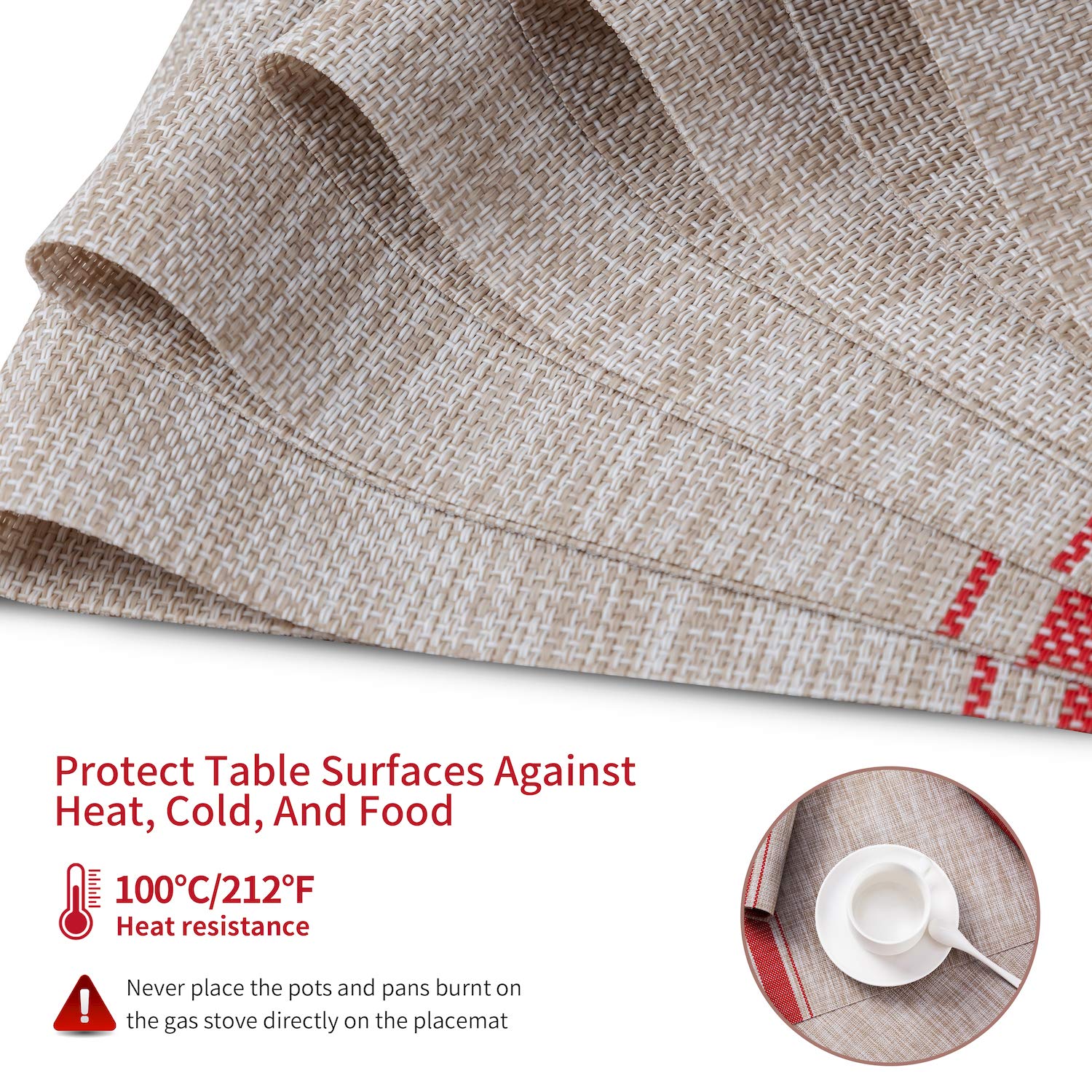 Premium SENDAY Placemats Set of 8 - Heat & Stain Resistant, Non-Slip PVC Table Mats for Kitchen & Dining - Washable Durable Woven Vinyl Placemats for Everyday Use, Dinner Parties & Holiday Gatherings