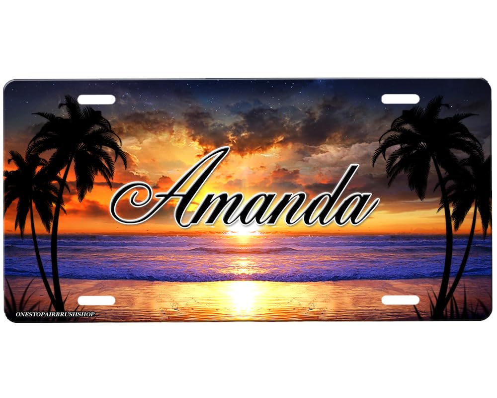 Custom Beach Scene Front License Plate - Personalized Car Accessory for Summer & Coastal Vibes | Perfect for Beach Lovers, Vacation Cars & Coastal Decor