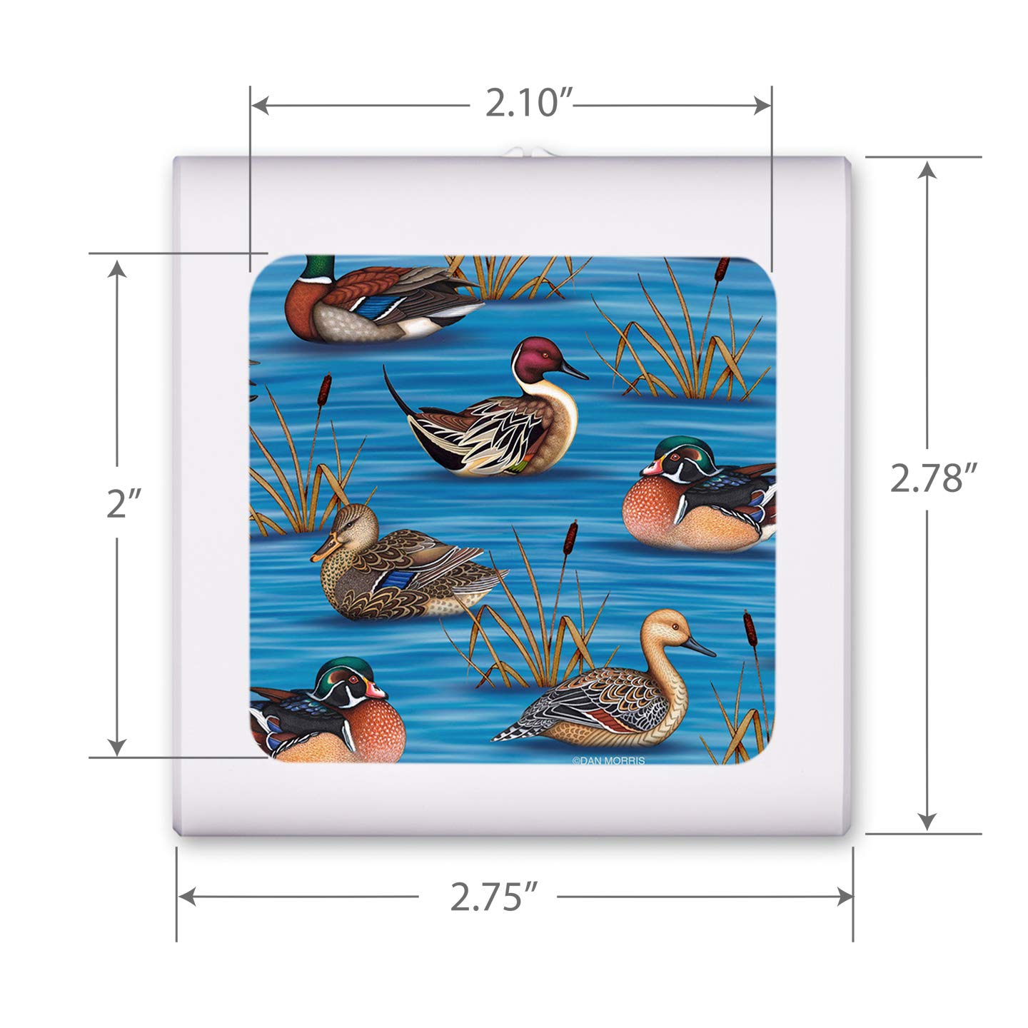 Dimmable LED Night Light with Auto On/Off Sensor, Adjustable Brightness & Warm White Light for Bathroom, Hallway, Nursery & Bedrooms - Ducks II Design by Dan Morris | Perfect for Kids' Rooms, Stairways & Nighttime Safety