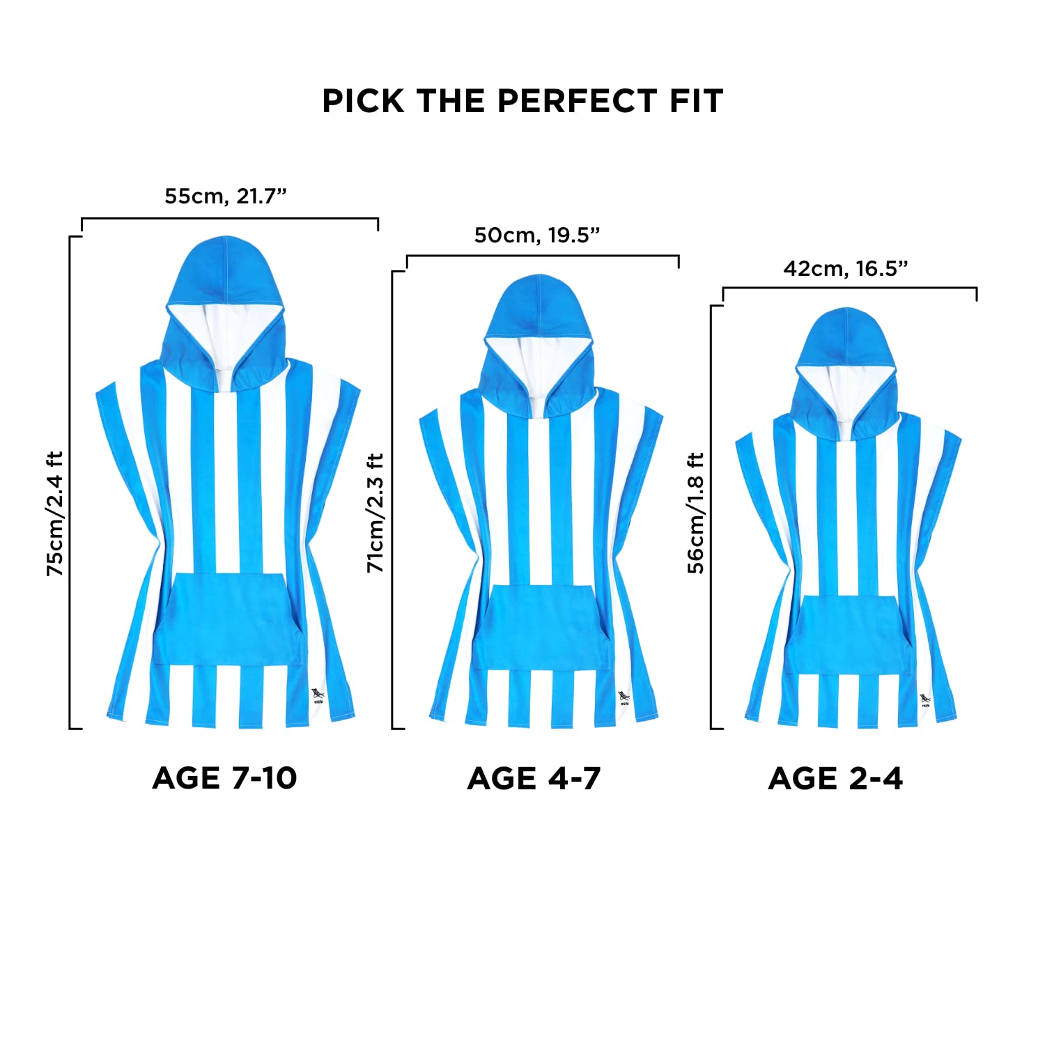 Dock & Bay Kids Hooded Poncho - Super Absorbent Quick Dry Beach Towel for Swimming Pool & Outdoor Activities - Compact Lightweight Travel Towel with Carry Bag - Mini Collection (Multiple Sizes) - Perfect for Beach Days, Pool Parties & Family Vacations