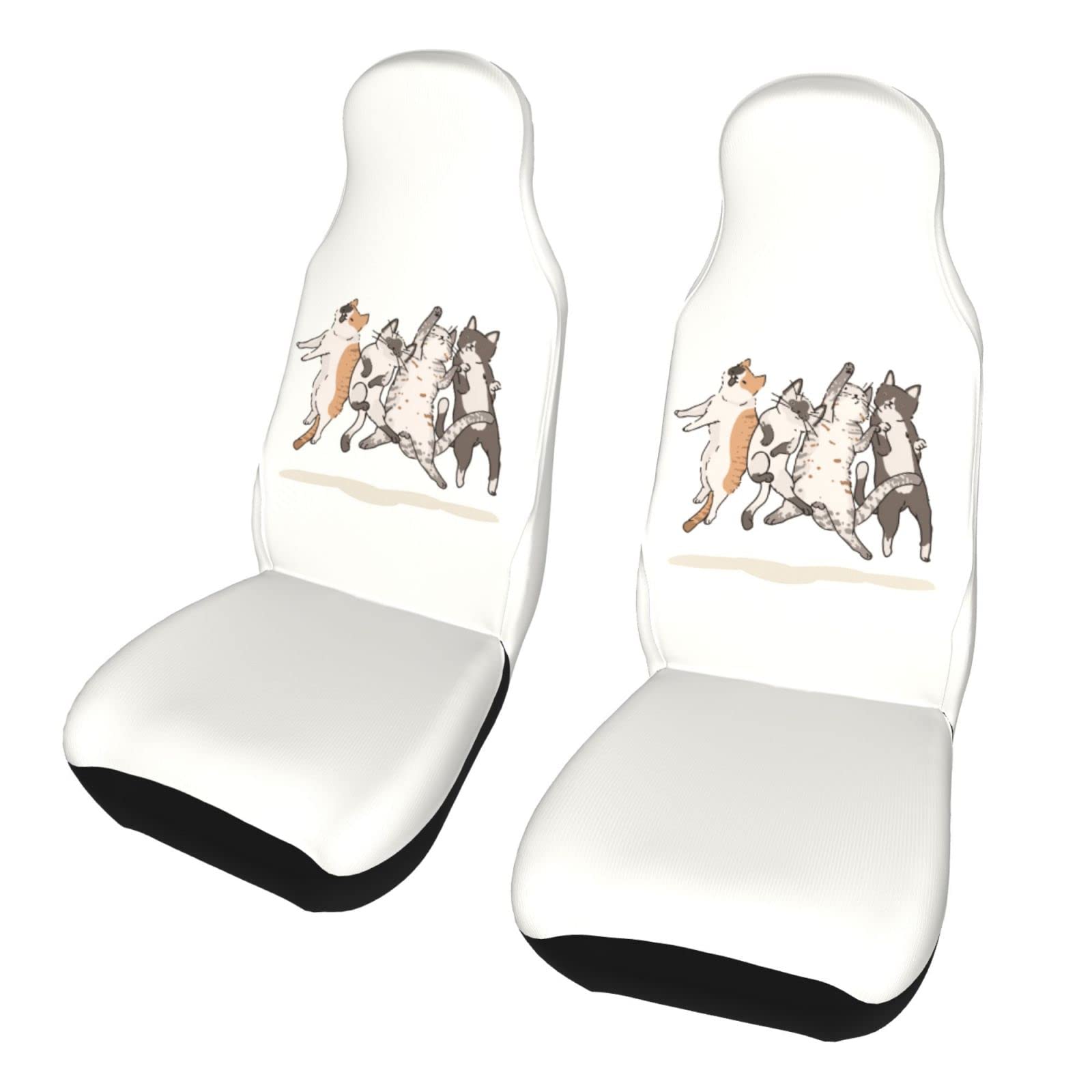 3D Cute Cats Car Seat Covers - 2pc Washable Front Seat Protectors | Ultra-Soft Universal Fit for Cars, SUVs & Trucks | Durable Pet-Friendly Auto Accessories for Daily Commute & Road Trips
