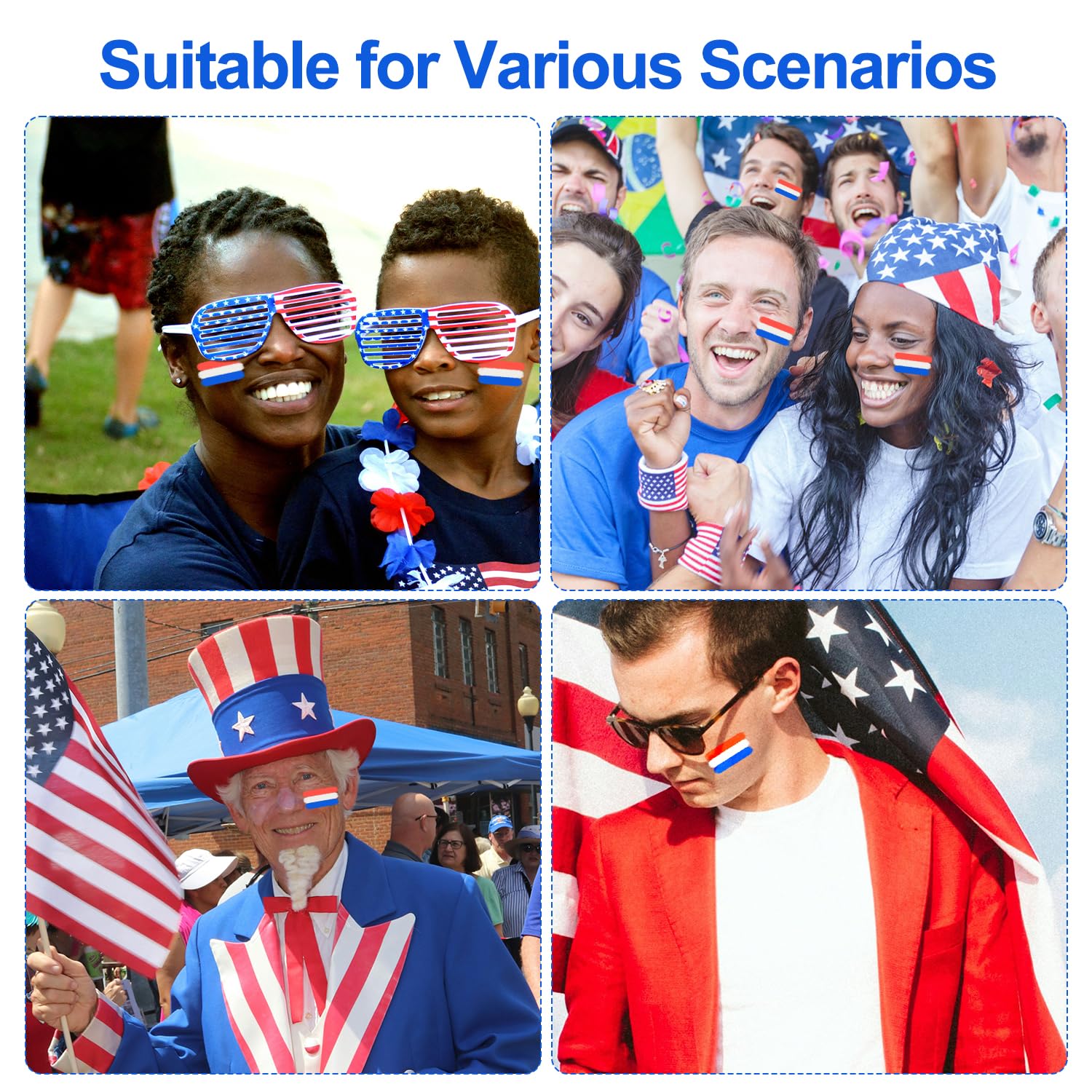 2 Pack Patriotic 4th of July Face Paint Sticks - Red White & Blue USA Flag Design for Softball, Baseball, Sports Events & Independence Day Celebrations - Safe for Men, Women & Kids - Perfect for Team Spirit, Game Days & National Holidays
