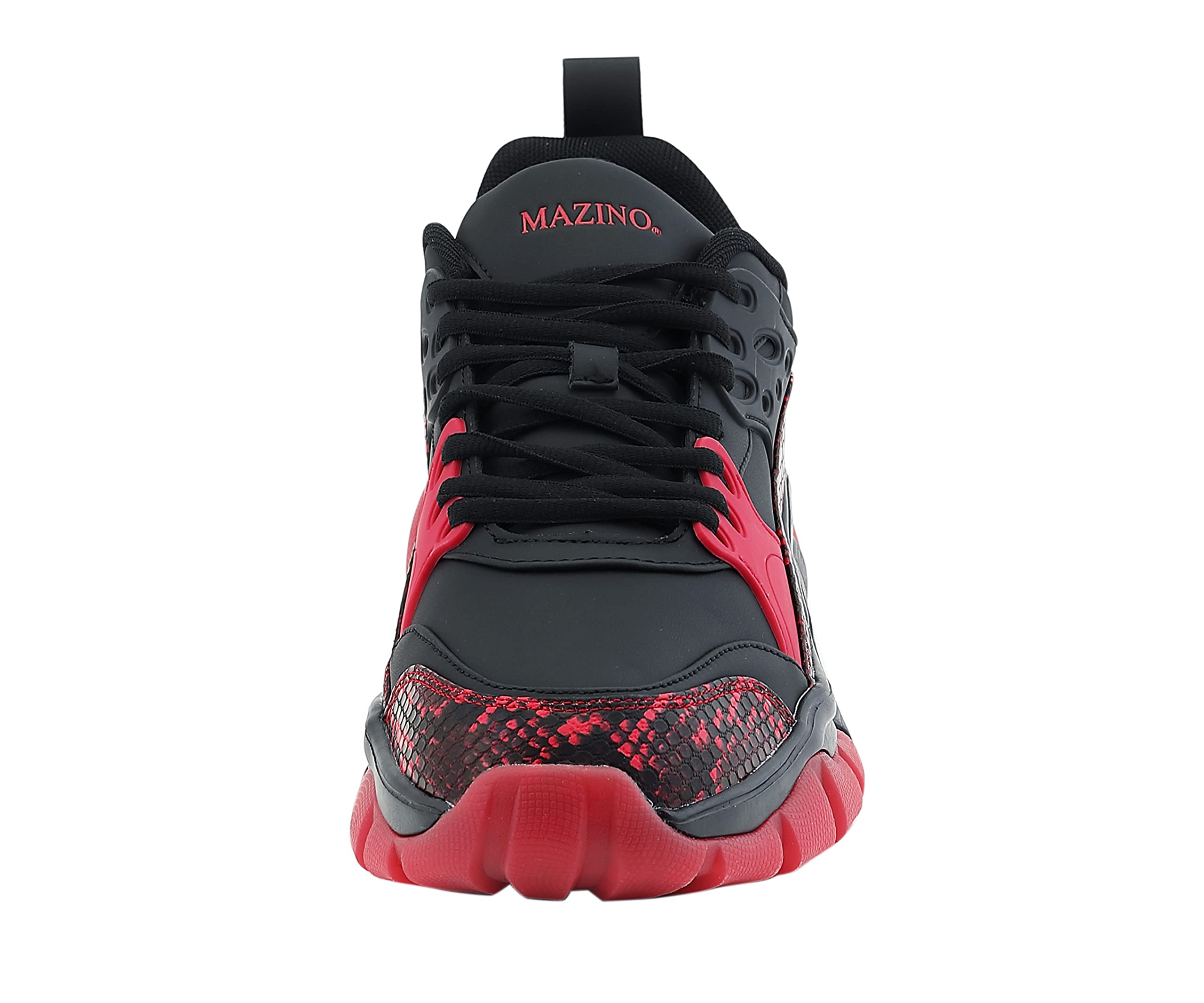 Men's Chunky Sneakers - Mazino Sphene Fashion Athleisure Casual Shoes in Black/Red (Size 10) | Comfortable Streetwear for Walking, Gym & Everyday Wear