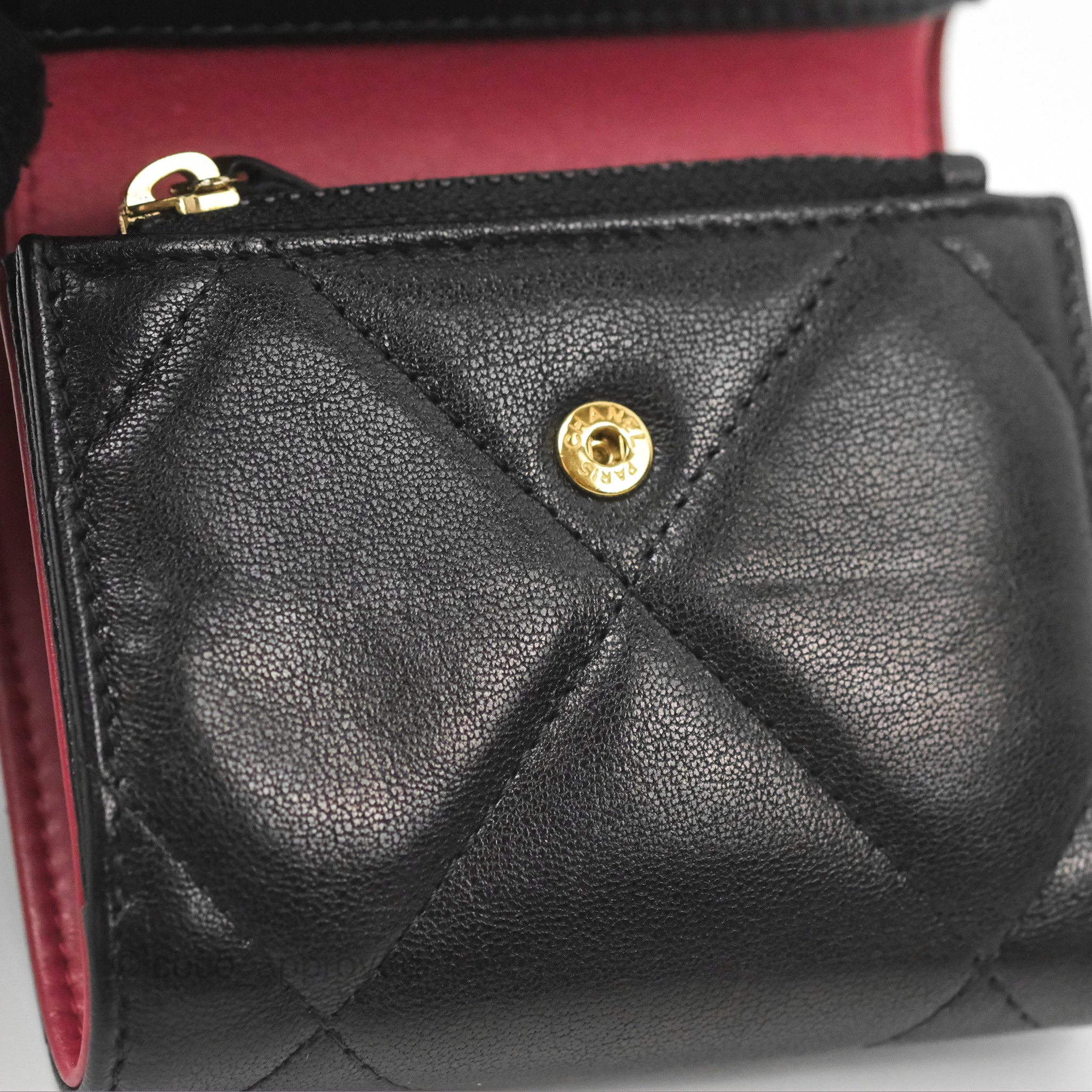 Chanel 19 Short Flap Wallet in Black Lambskin Leather - Luxury Designer Wallet for Women, Perfect for Everyday Use & Special Occasions