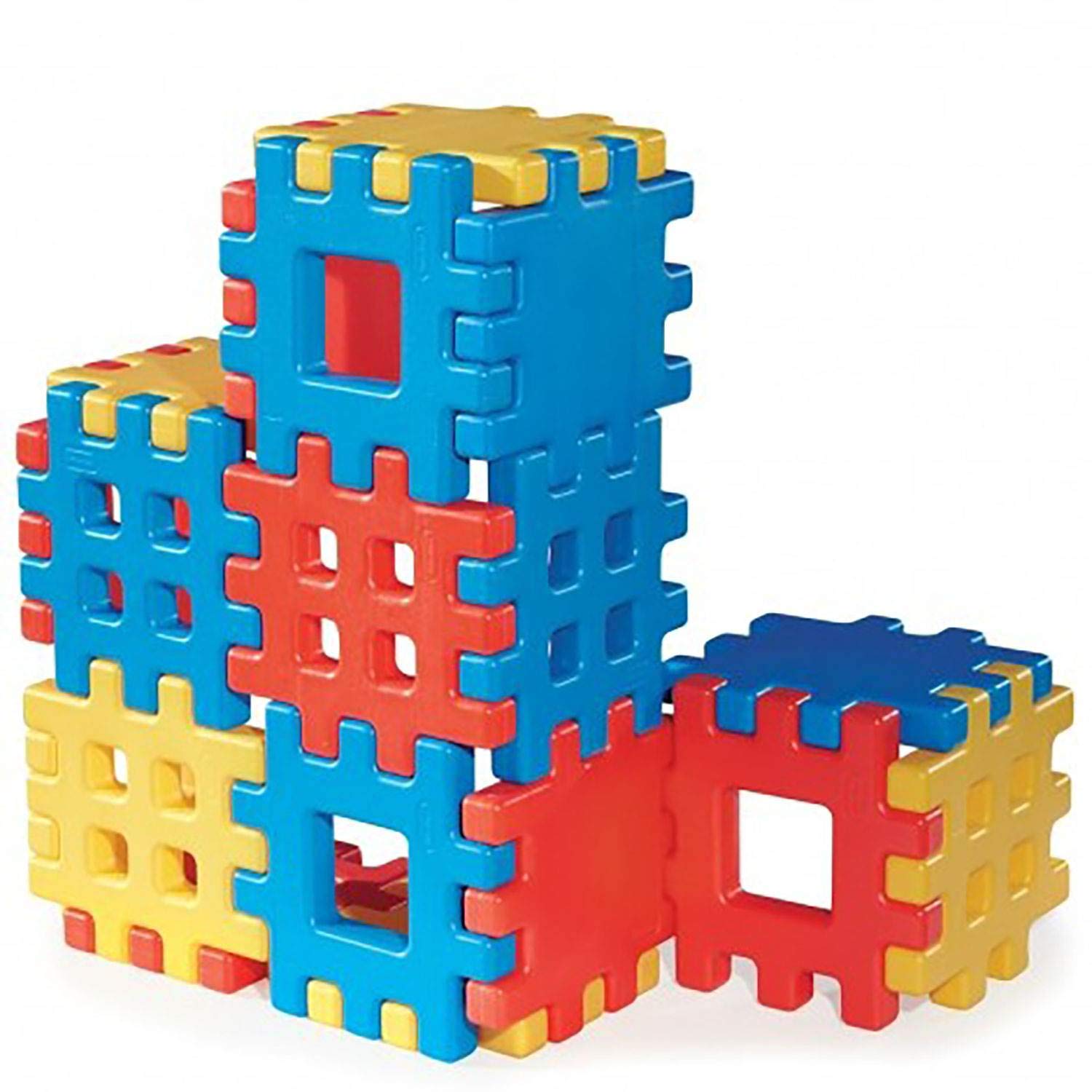Little Tikes Big Waffle Block Set - 18 Piece Educational Building Toys for Toddlers, Blue Red Yellow Interlocking Blocks for Kids STEM Learning (Perfect for Preschool Playtime & Creative Construction)