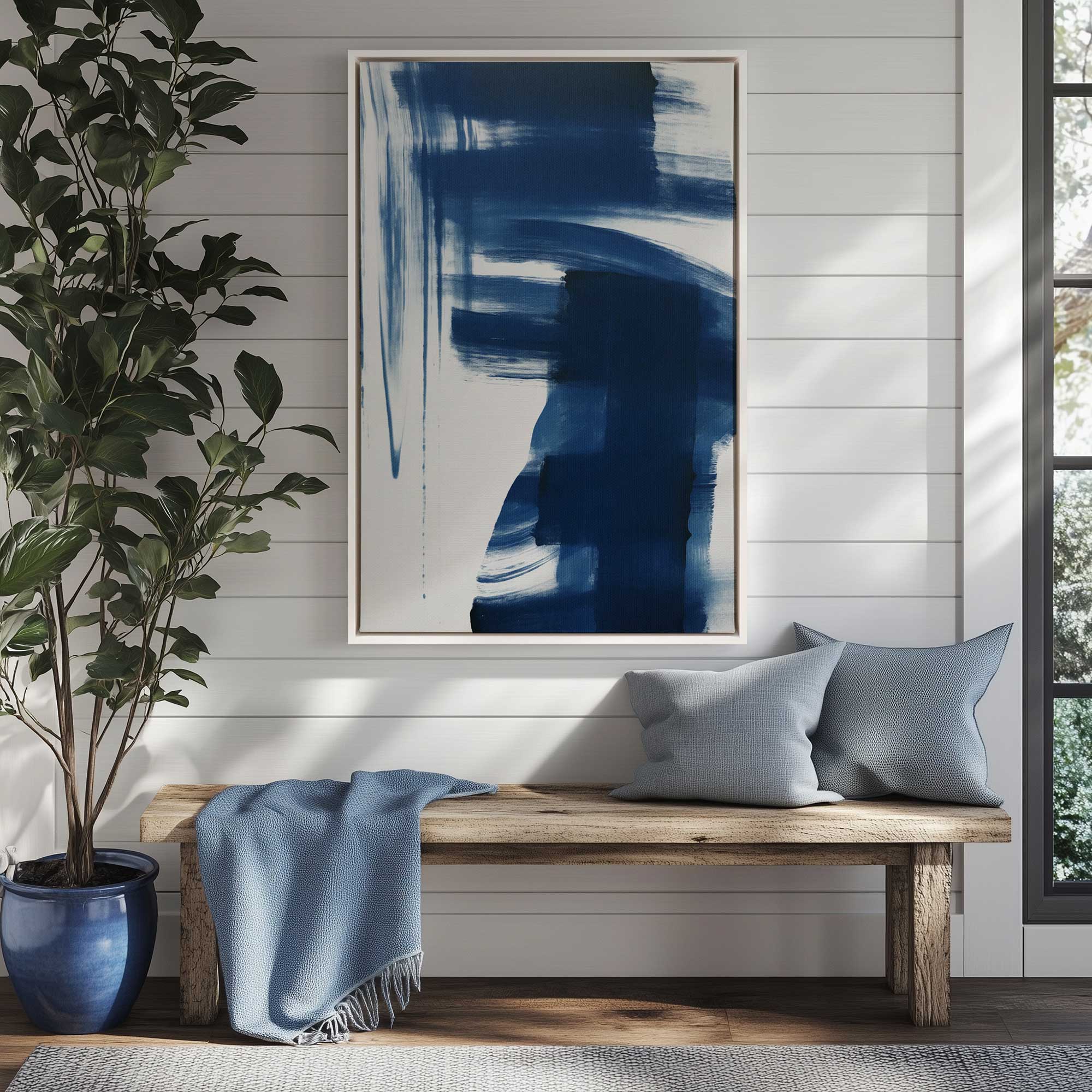 Azure Brush Waltz II Canvas Wall Art Print - Modern Abstract Painting for Living Room, Bedroom & Office Decor
