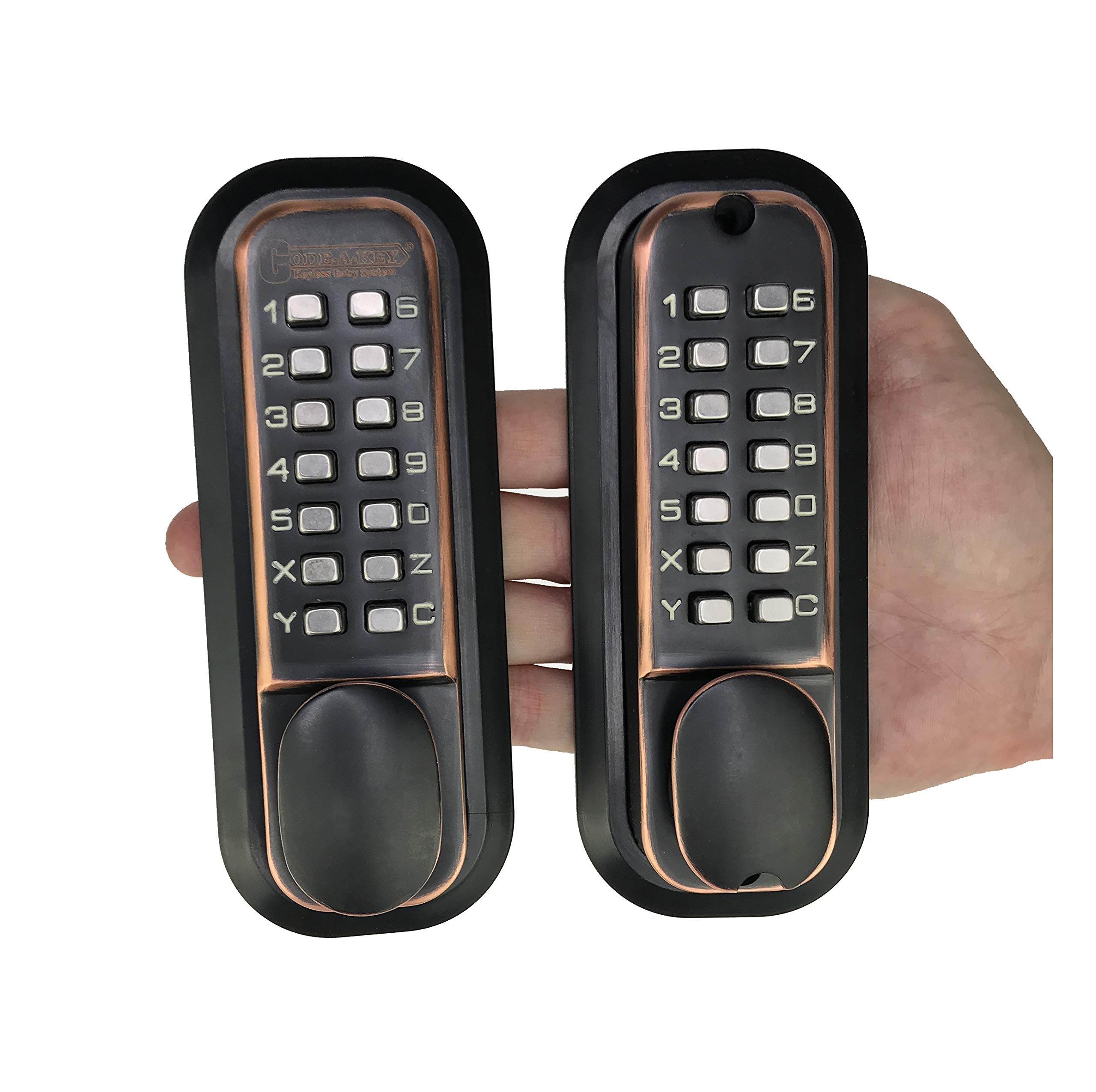 All-Weather Double Keypad Mechanical Keyless Entry Door Lock - Oil Rubbed Bronze Finish - Secure Your Home, Office or Rental Property