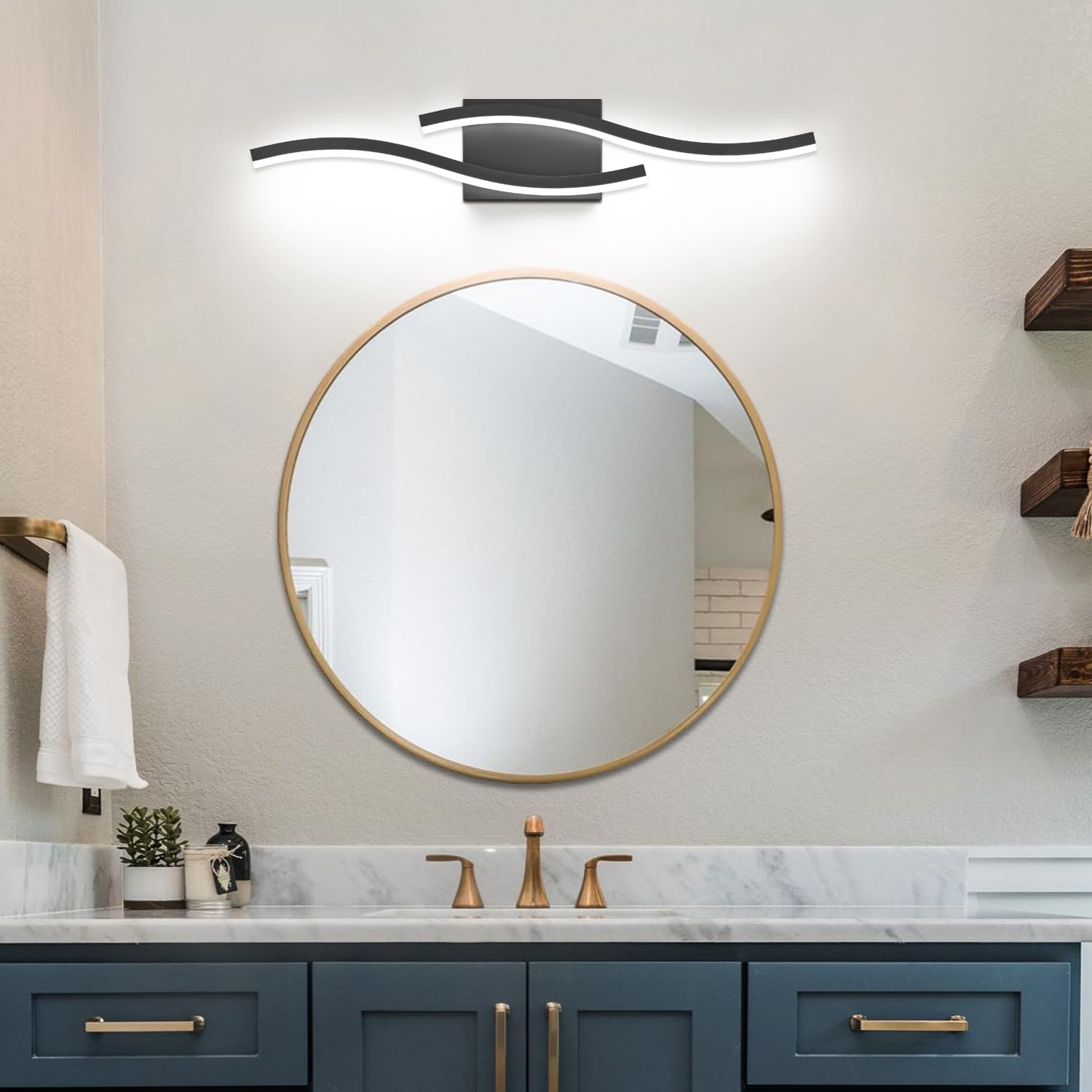 Dimmable Black LED Bathroom Vanity Light - 24in Mirror Lighting for Modern Bathrooms