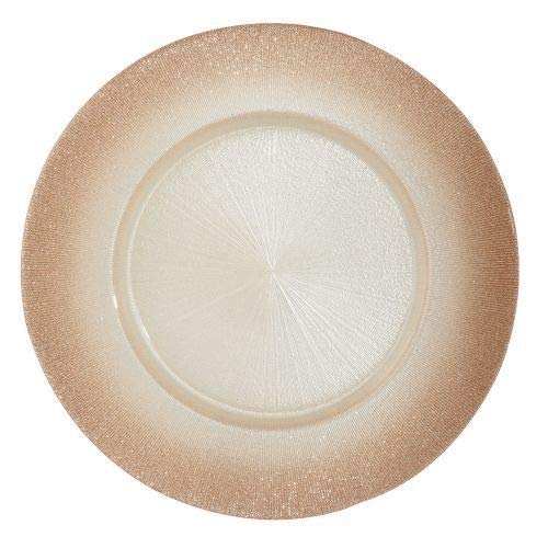 31183 Rose Gold Glitter Edge Charger Plate Set of 4 - Elegant Dinnerware for Weddings, Parties & Holiday Table Decor