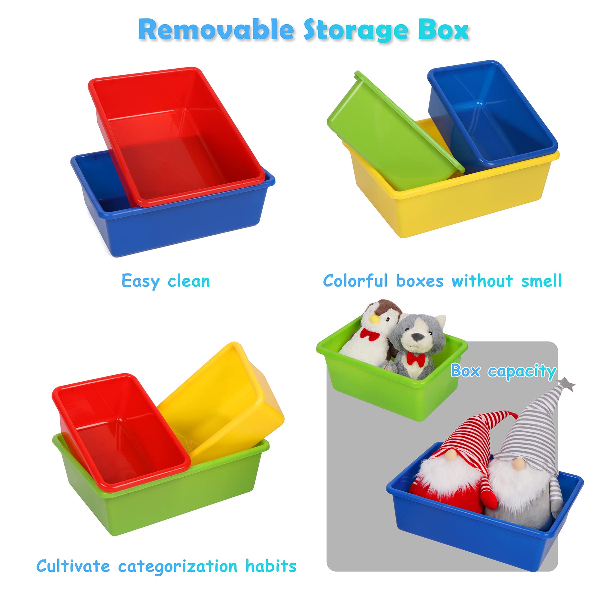 8-Bin Kids Toy Storage Organizer with Removable Bins, 4-Tier Toy Shelf for Playroom, Nursery & Classroom - Perfect for Organizing Stuffed Animals, Books & Toys in Bedrooms or Daycare Centers