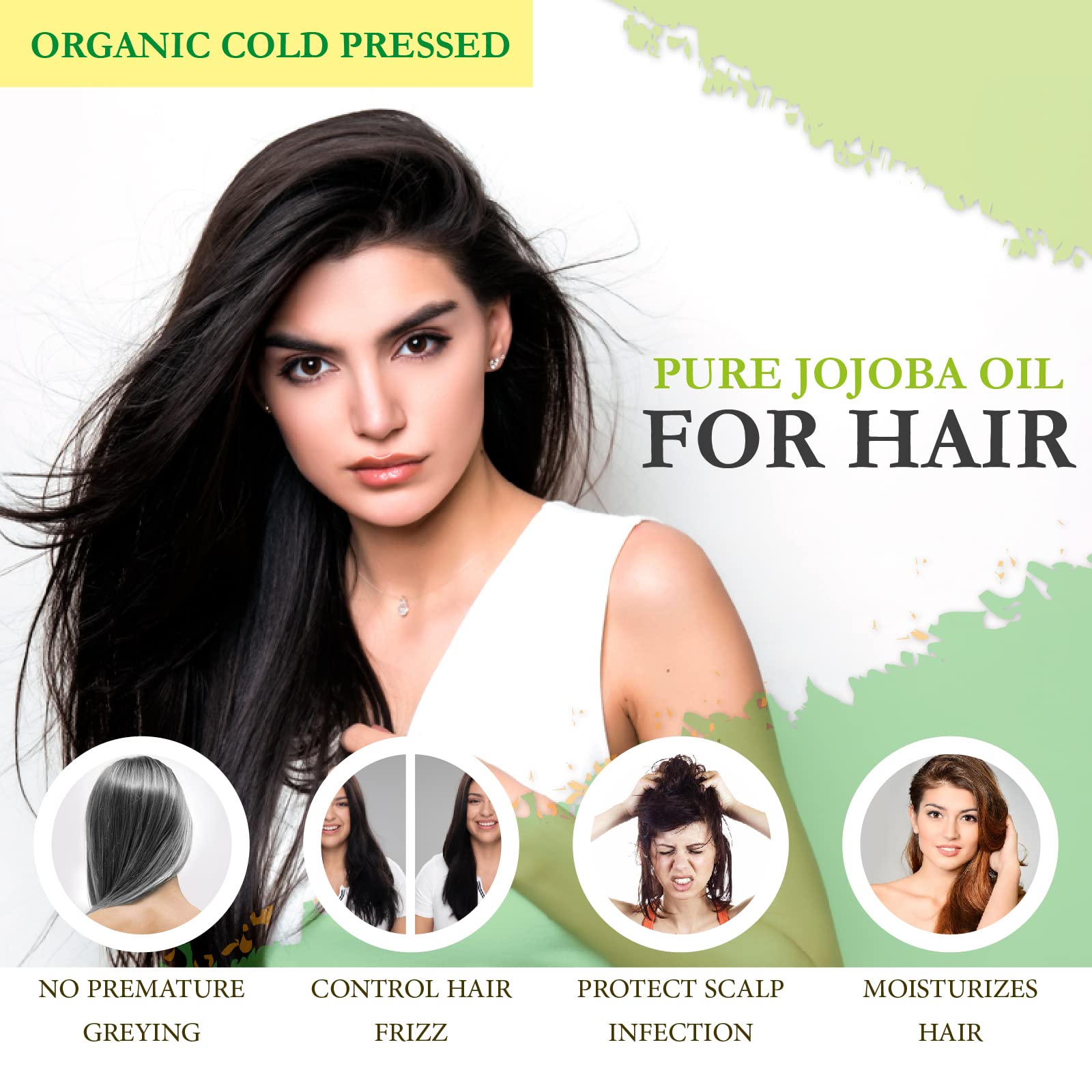 100% Pure Golden Jojoba Oil - Organic Cold Pressed Unrefined Carrier Oil for Face & Hair Care - Natural Moisturizer for Dry Skin & Acne Treatment - Perfect for DIY Beauty, Massage & Aromatherapy