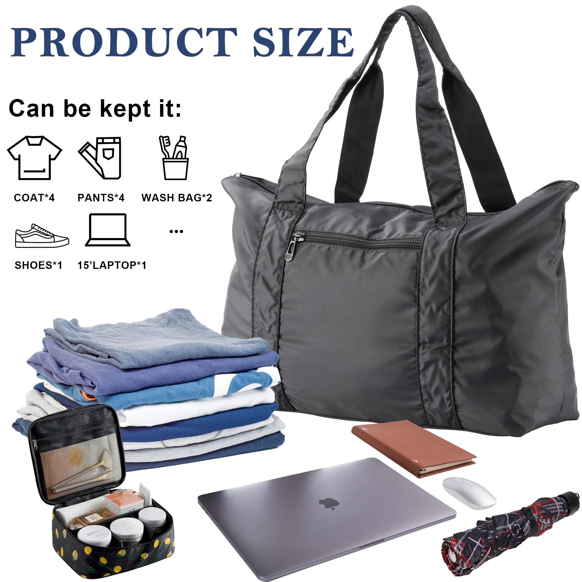 Lightweight Travel Duffle Bags - Packable Luggage & Tote Bag for Gym, Weekend Getaways & Airplane Carry-On
