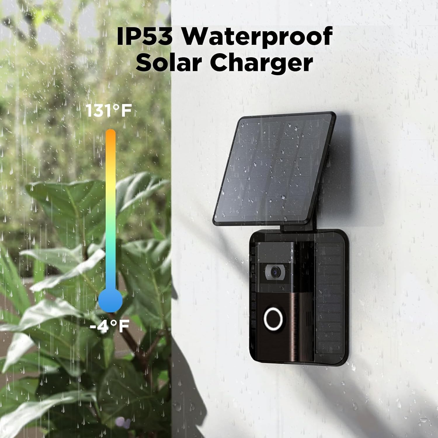 QIBOX Solar Panel for Ring Video Doorbell 4/3/3 Plus & Battery Doorbell Plus - Waterproof Adjustable Solar Charger with Continuous Power Supply - Perfect for Home Security & Outdoor Surveillance