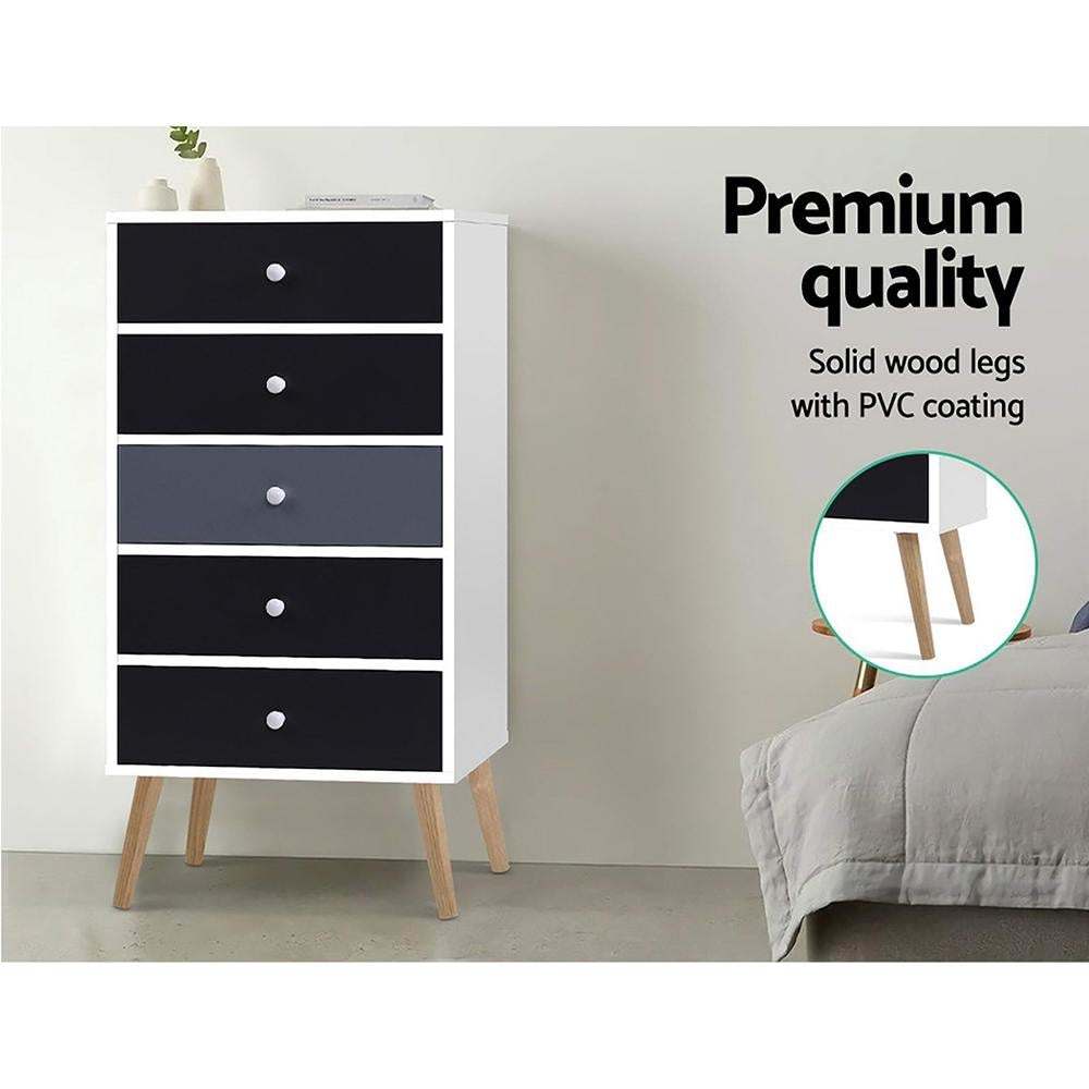 5-Drawer Chest Dresser with Mirror, Tallboy Storage Cabinet for Bedroom - Perfect for Organizing Clothes, Linens & Accessories in Master Bedroom, Guest Room or Dorm